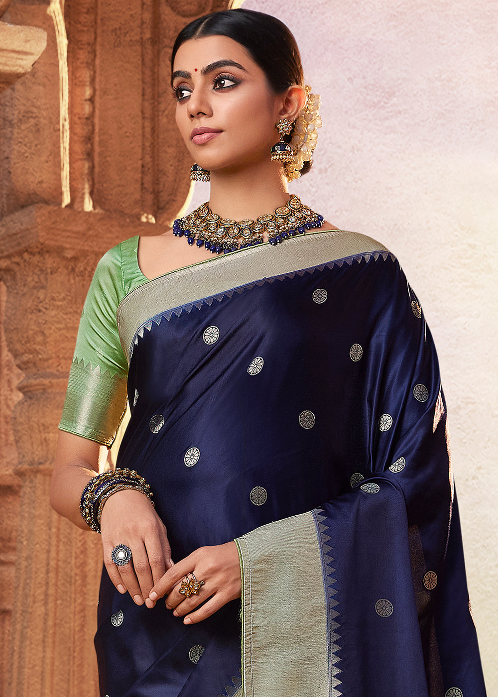 Indigo Blue Woven Kanjivaram Silk Saree