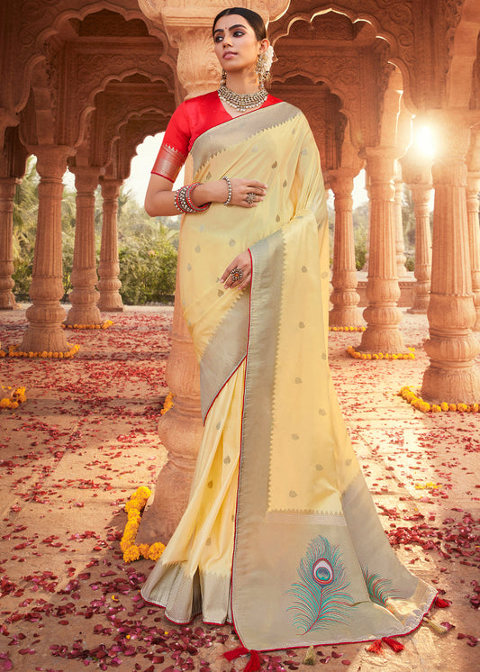 Champagne Yellow Woven Kanjivaram Silk Saree