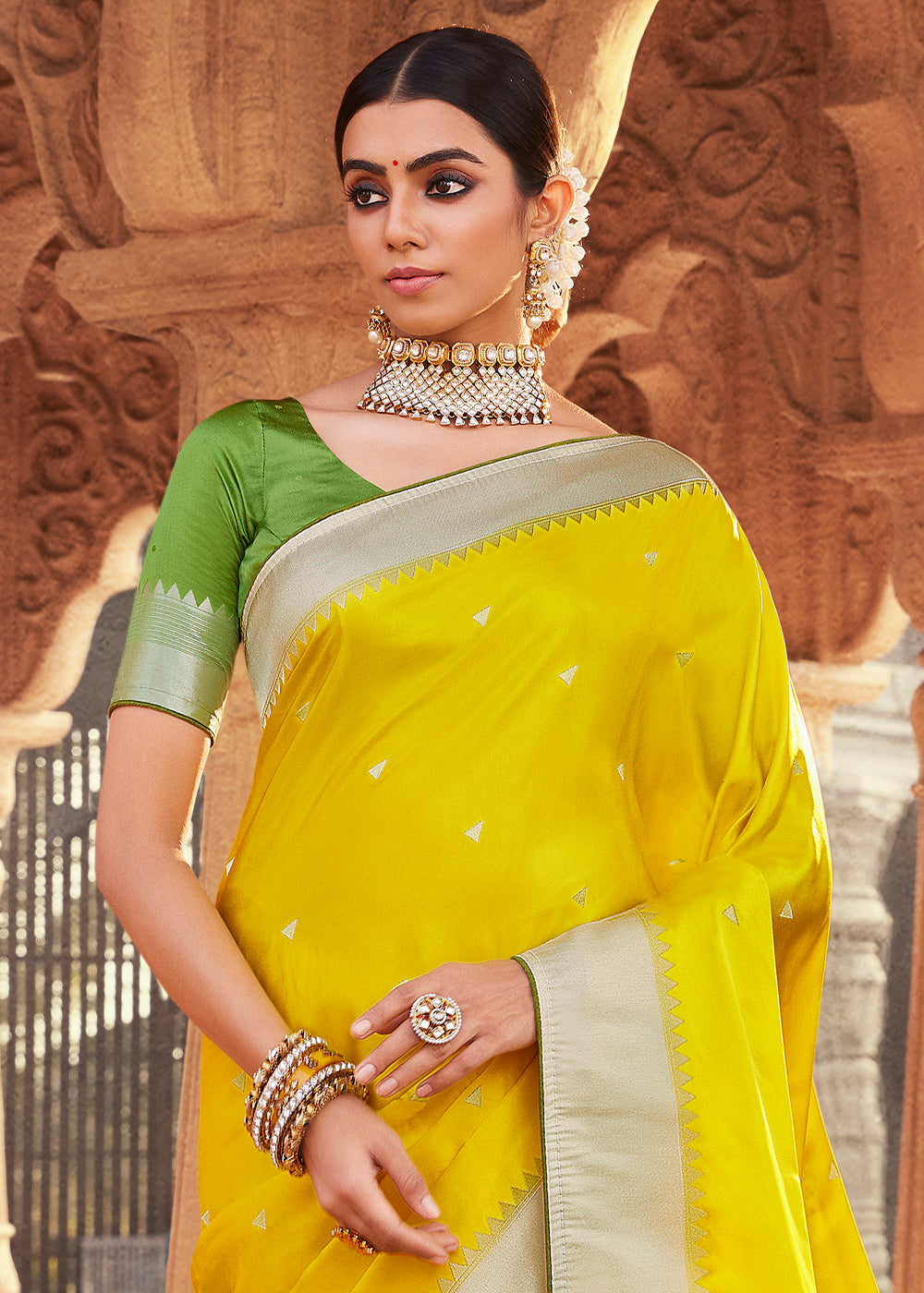 Cadmium Yellow Woven Kanjivaram Silk Saree