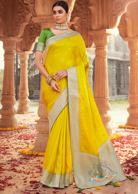 Cadmium Yellow Woven Kanjivaram Silk Saree