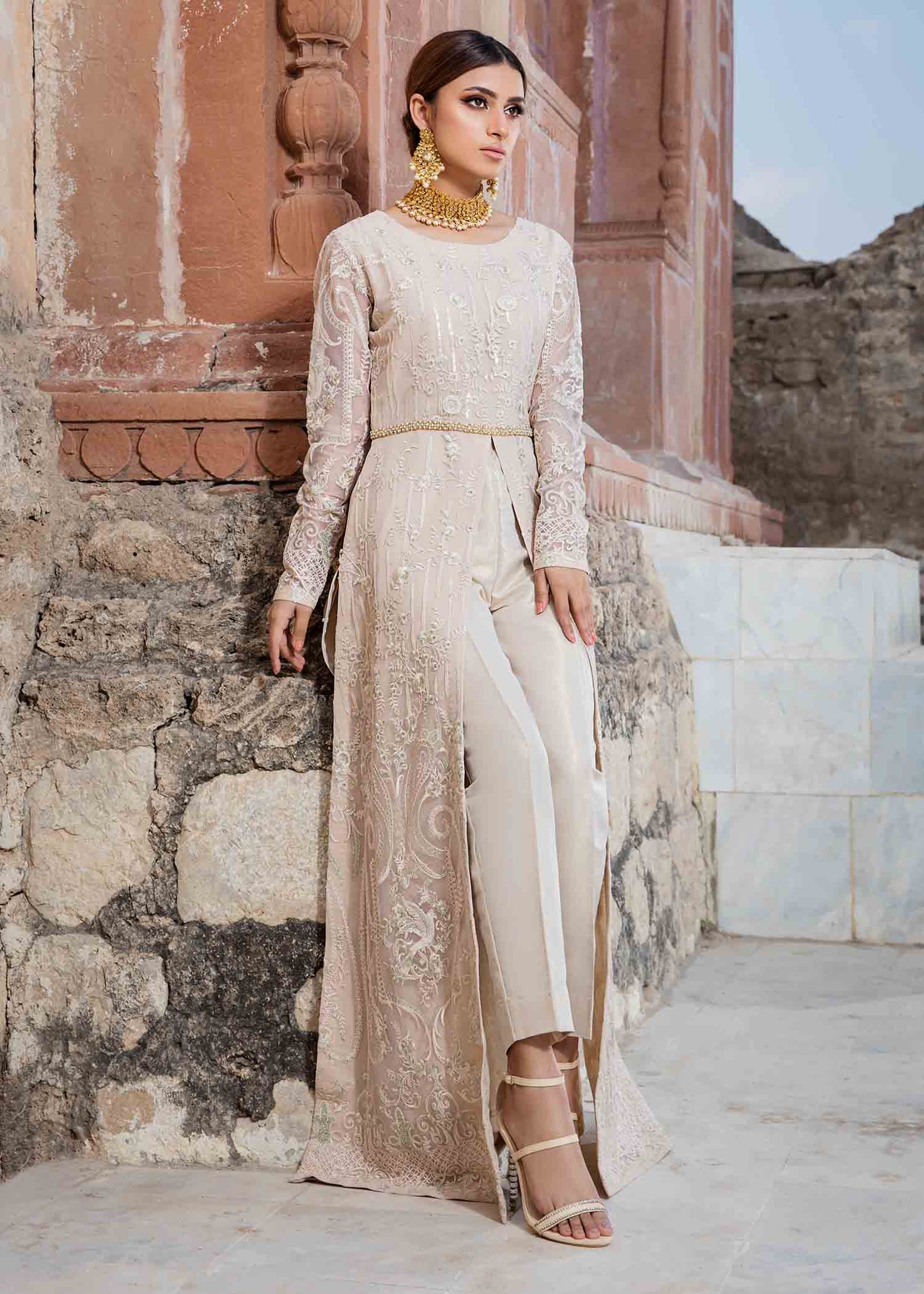 Threads & Motifz - EMBROIDERED NET DRESS - 6564 (US-LWH)