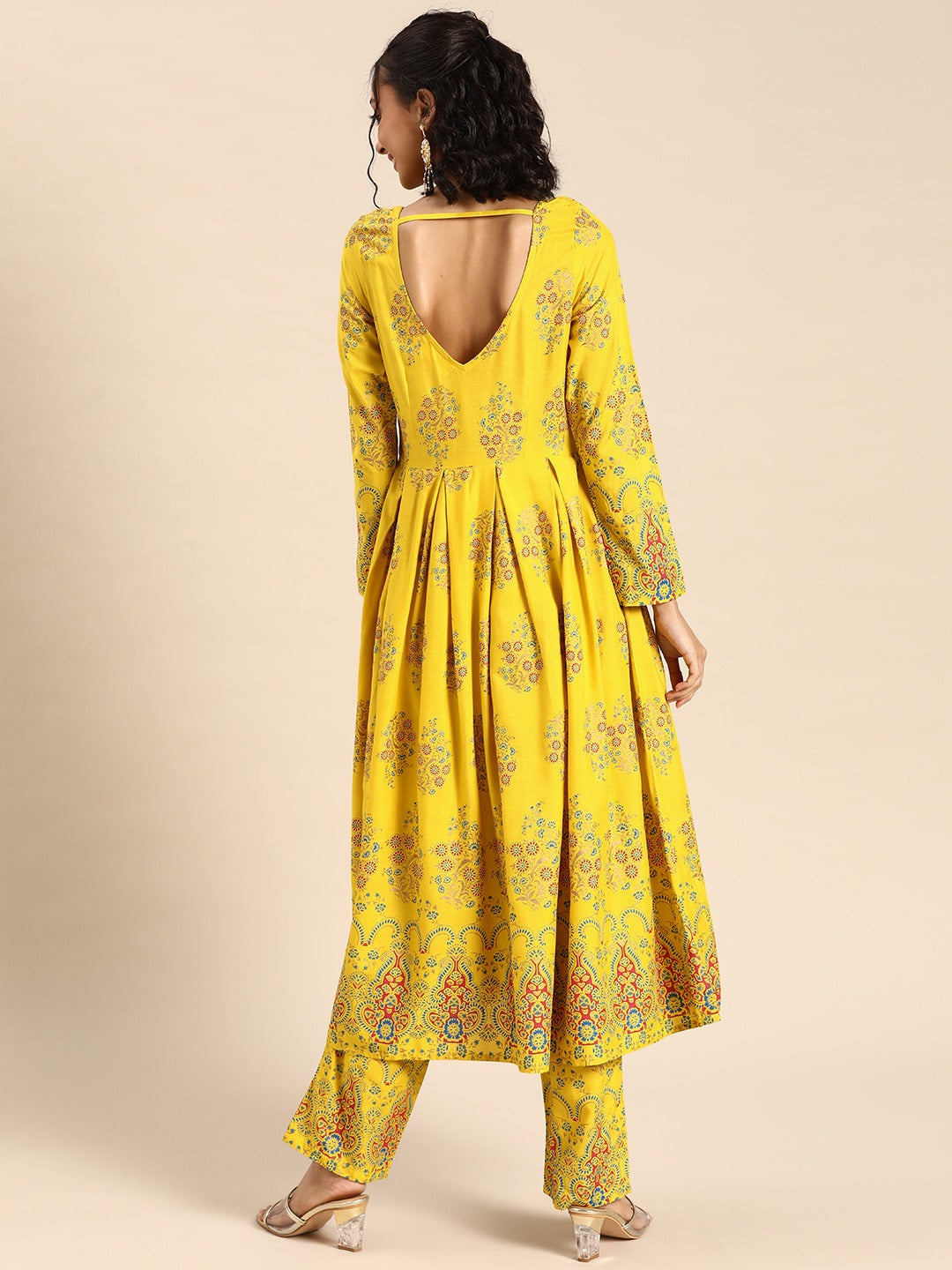 Box Pleated flare kurta with palazzo