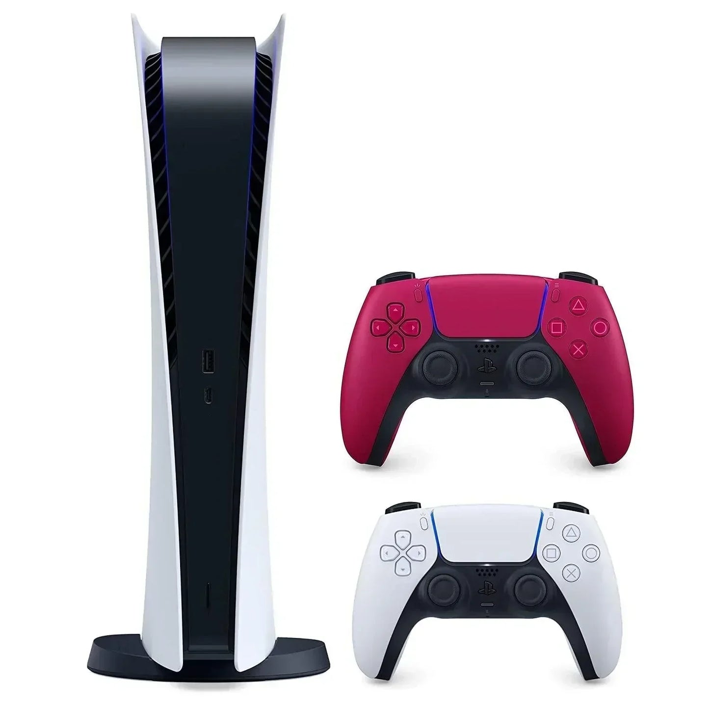 Play Station 5 Digital Version with Extra DualSense Controller - Cosmic Red Bundle