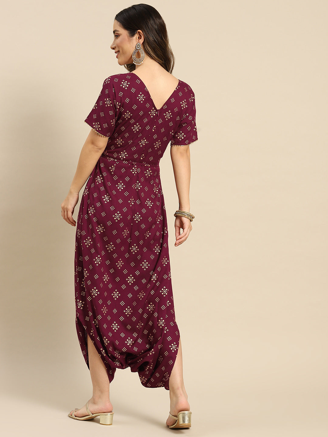 Overlap neck dhoti jumpsuit