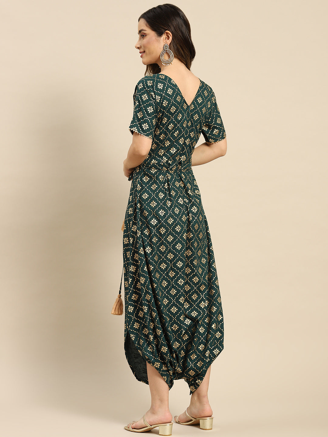 Overlap neck dhoti jumpsuit