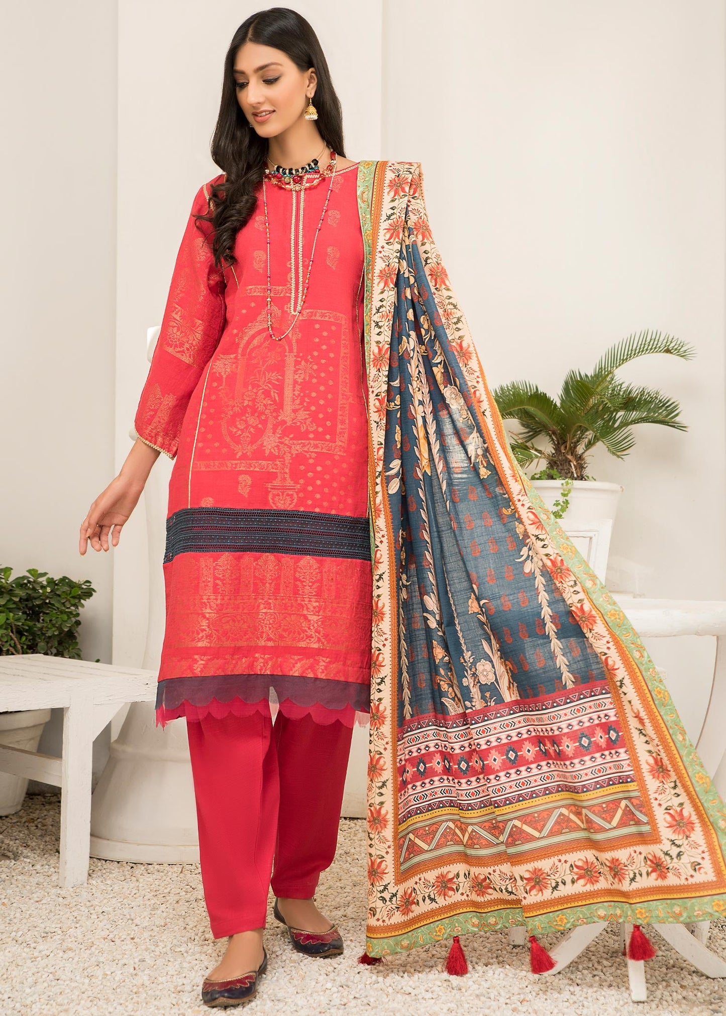 Jacquard - RED PASSION Dyed Khaddar Jacquard