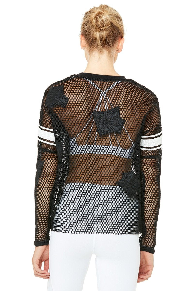 Yoga Jersey Long Sleeve Top - Black/Alo Crackle/White