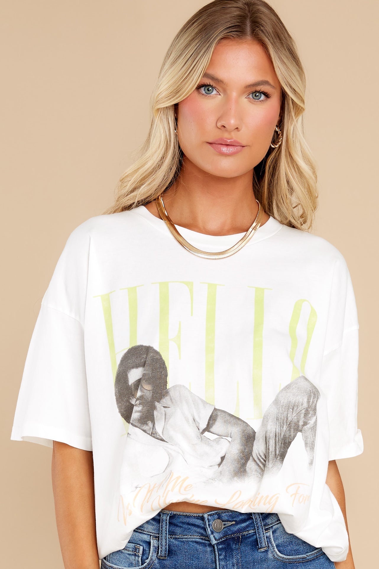 Lionel Richie Hello Vintage White Merch Tee