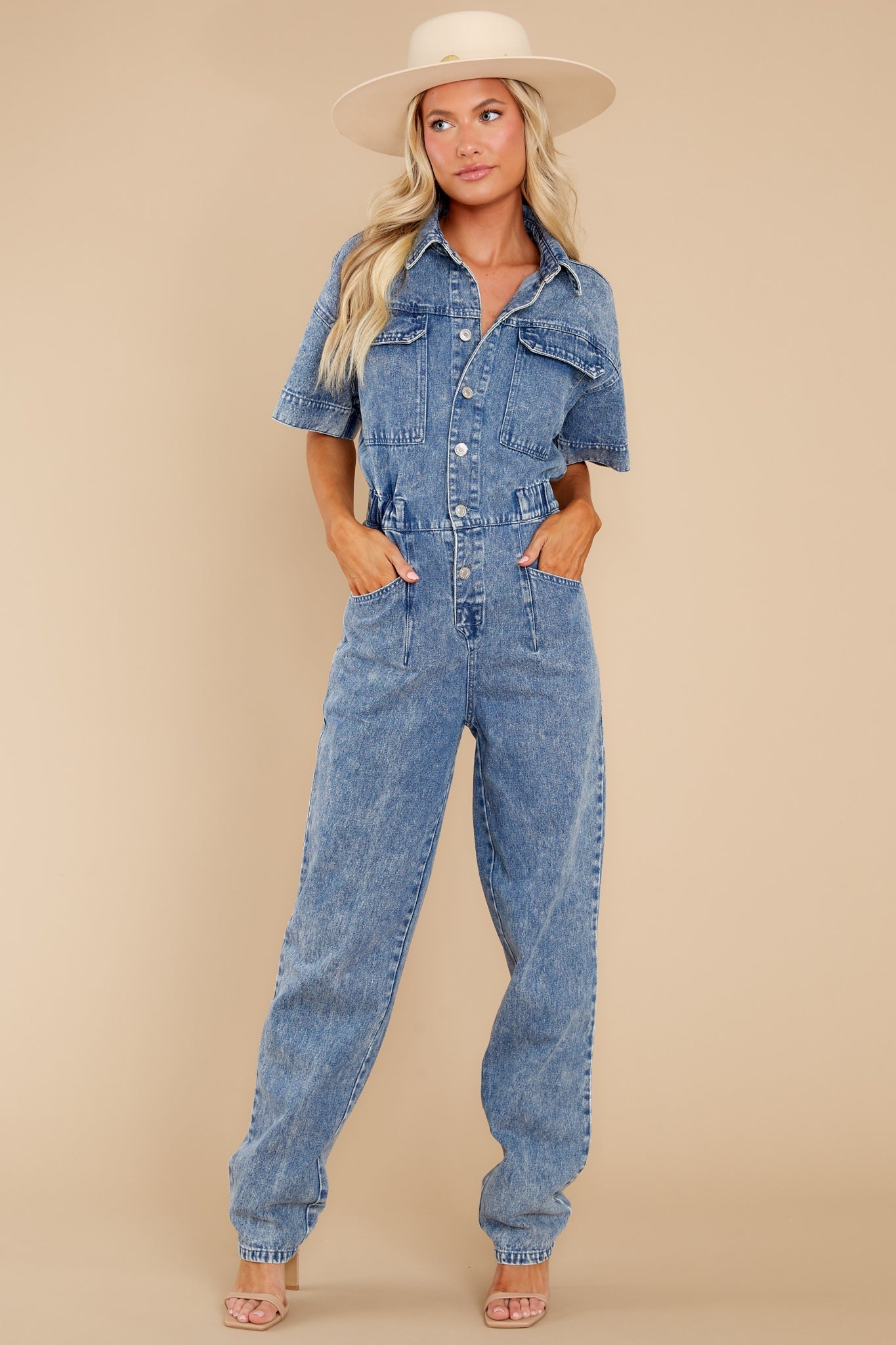 Wherever We Go Denim Jumpsuit