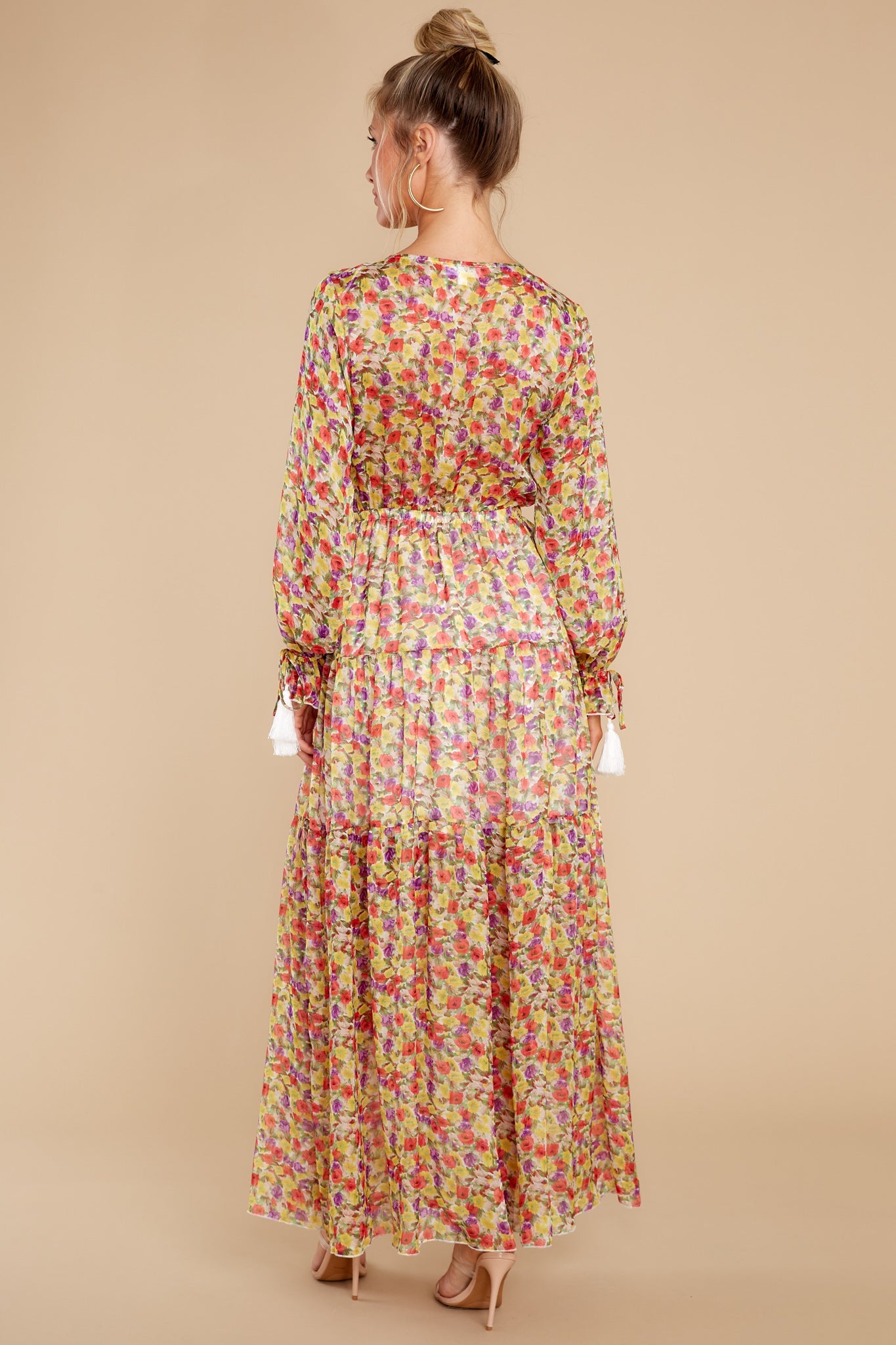 View From The Meadow Yellow Floral Print Maxi Dress