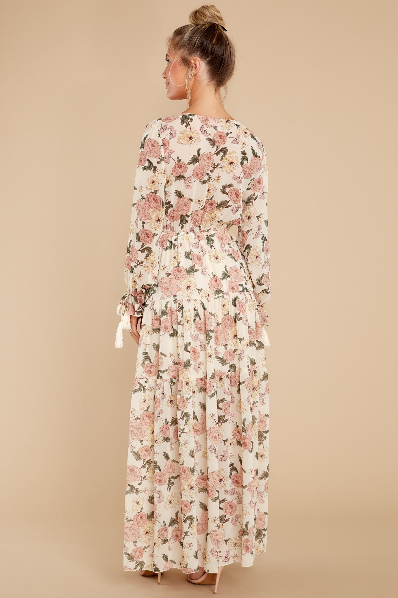 View From The Meadow Ivory Floral Print Maxi Dress