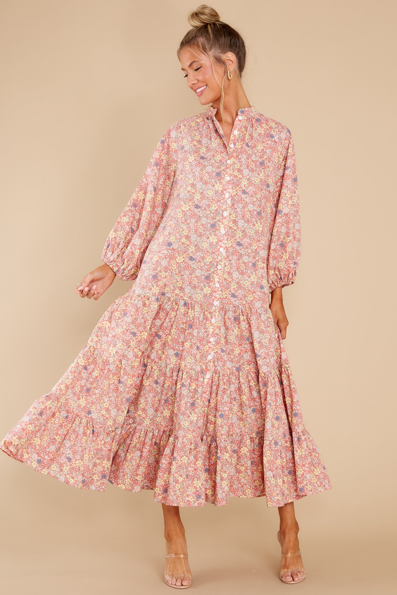 The Heart Speaks Pink Floral Print Maxi Dress