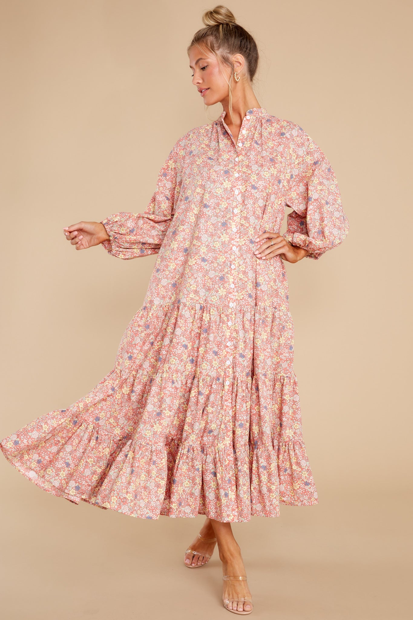 The Heart Speaks Pink Floral Print Maxi Dress