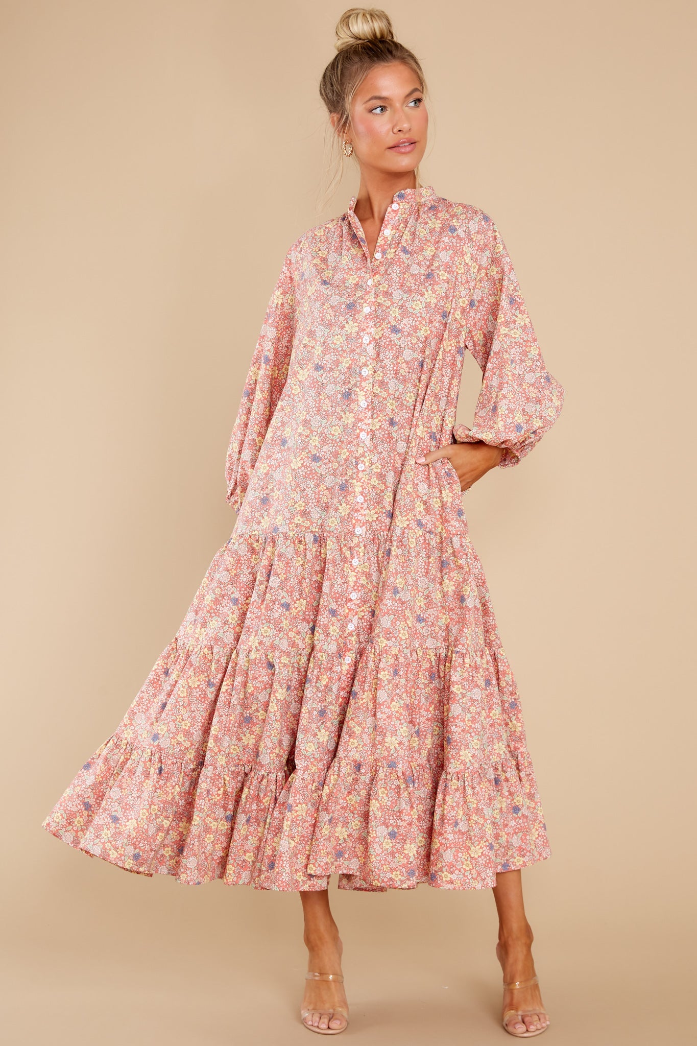 The Heart Speaks Pink Floral Print Maxi Dress