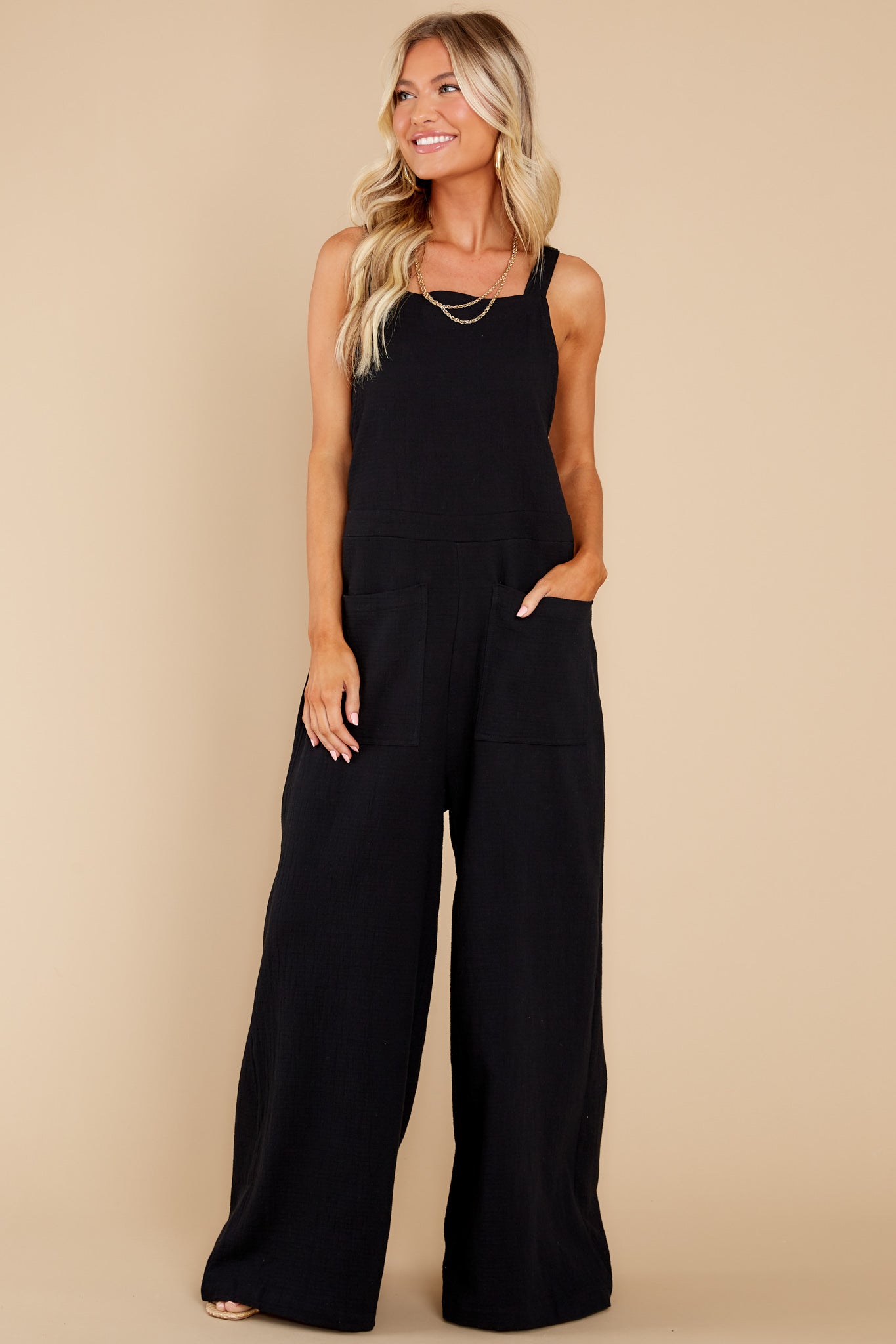 Rooting For Romance Black Jumpsuit