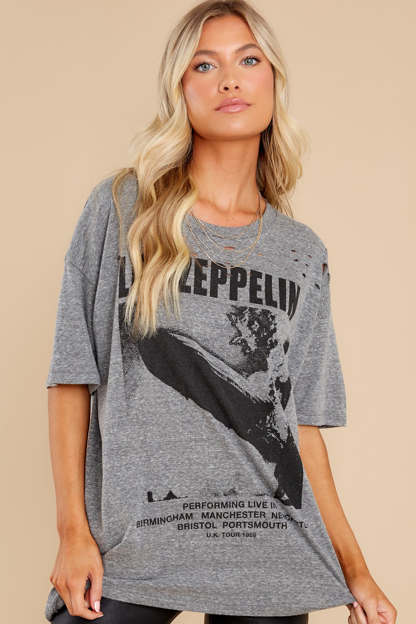 Led Zeppelin Blimp 1969 Heather Grey Merch Tee