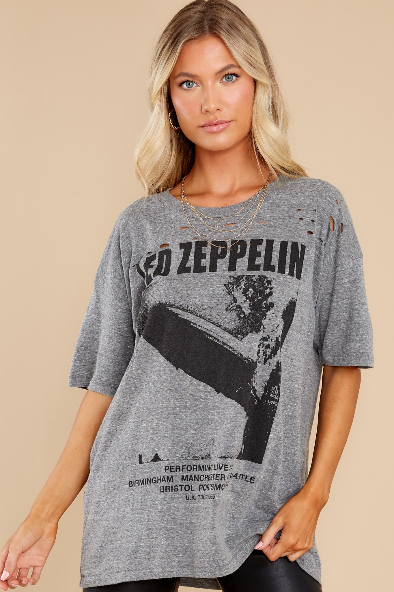 Led Zeppelin Blimp 1969 Heather Grey Merch Tee