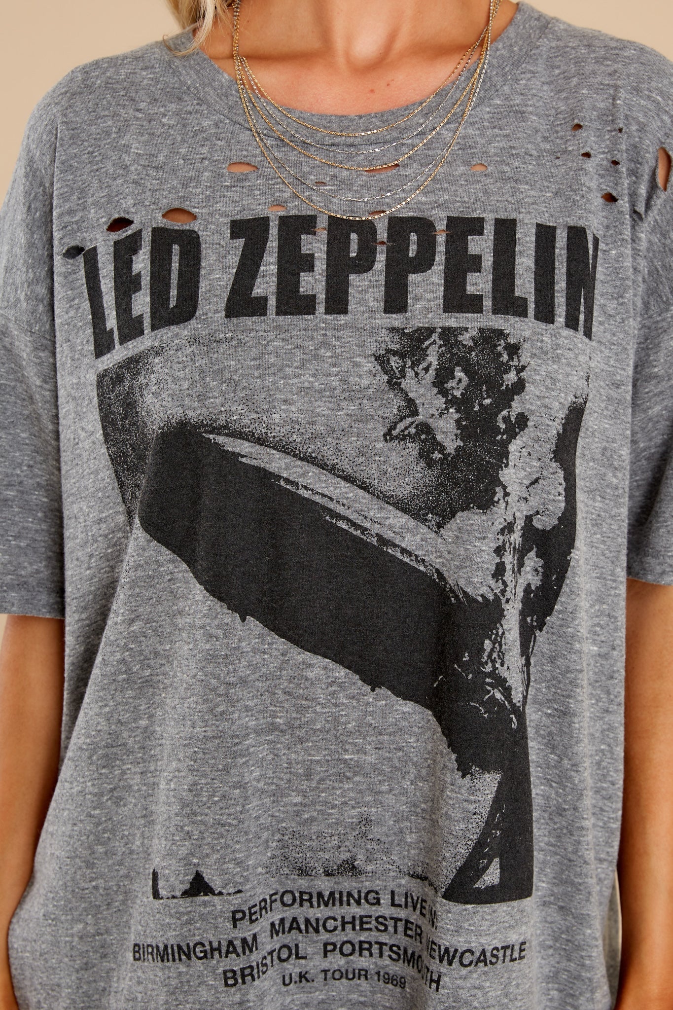 Led Zeppelin Blimp 1969 Heather Grey Merch Tee