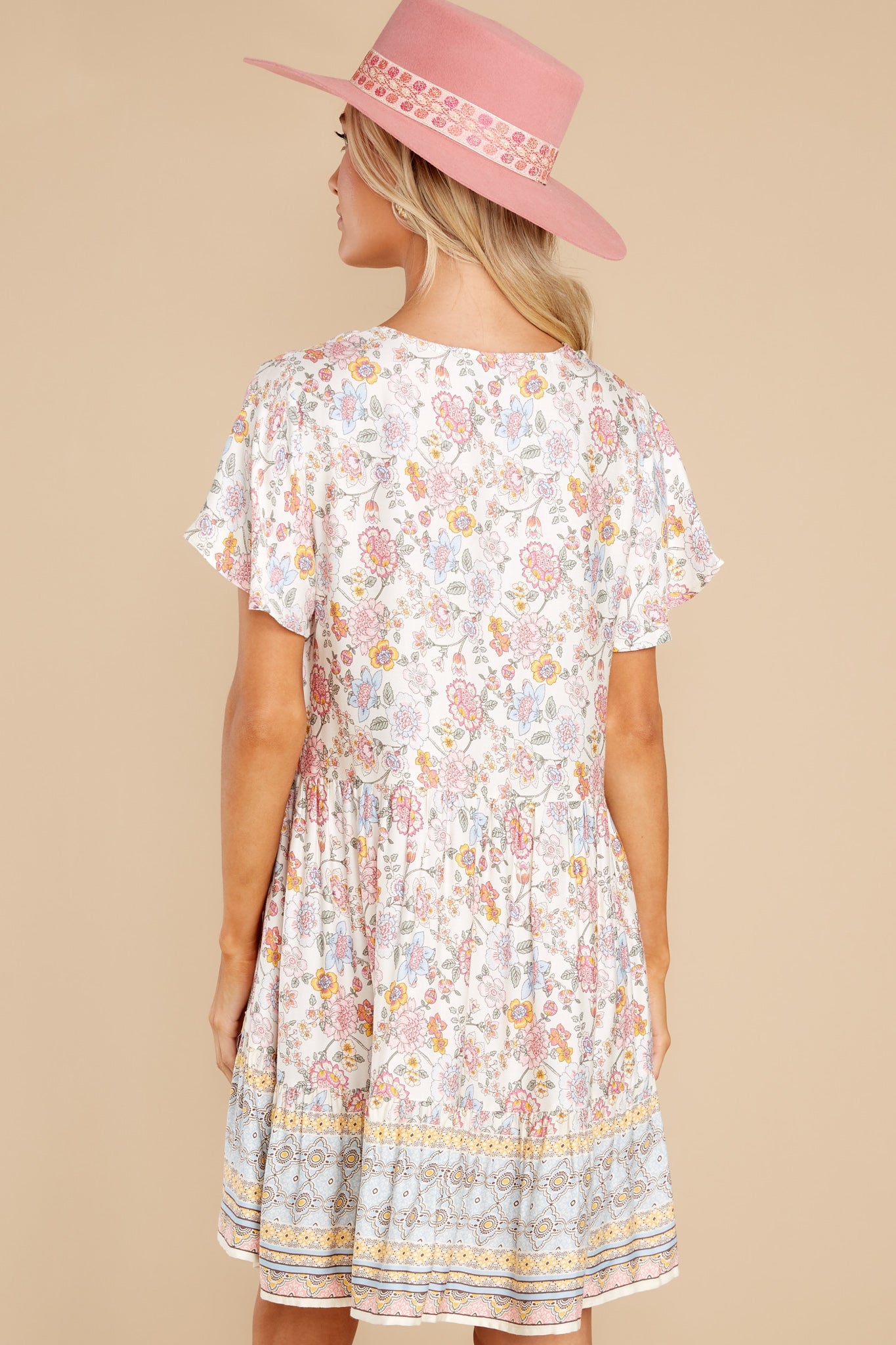 With You In Spirit Ivory Multi Floral Print Dress