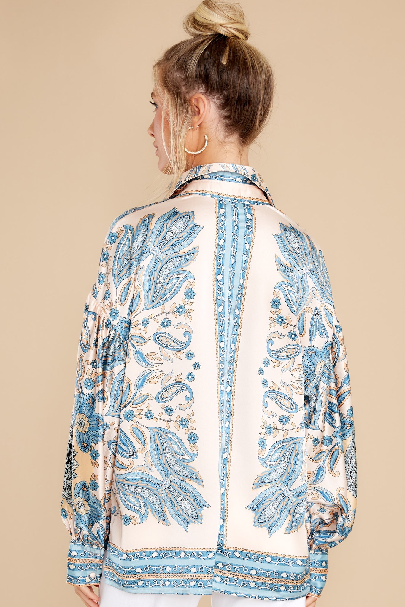In My Favor Blue Multi Print Top