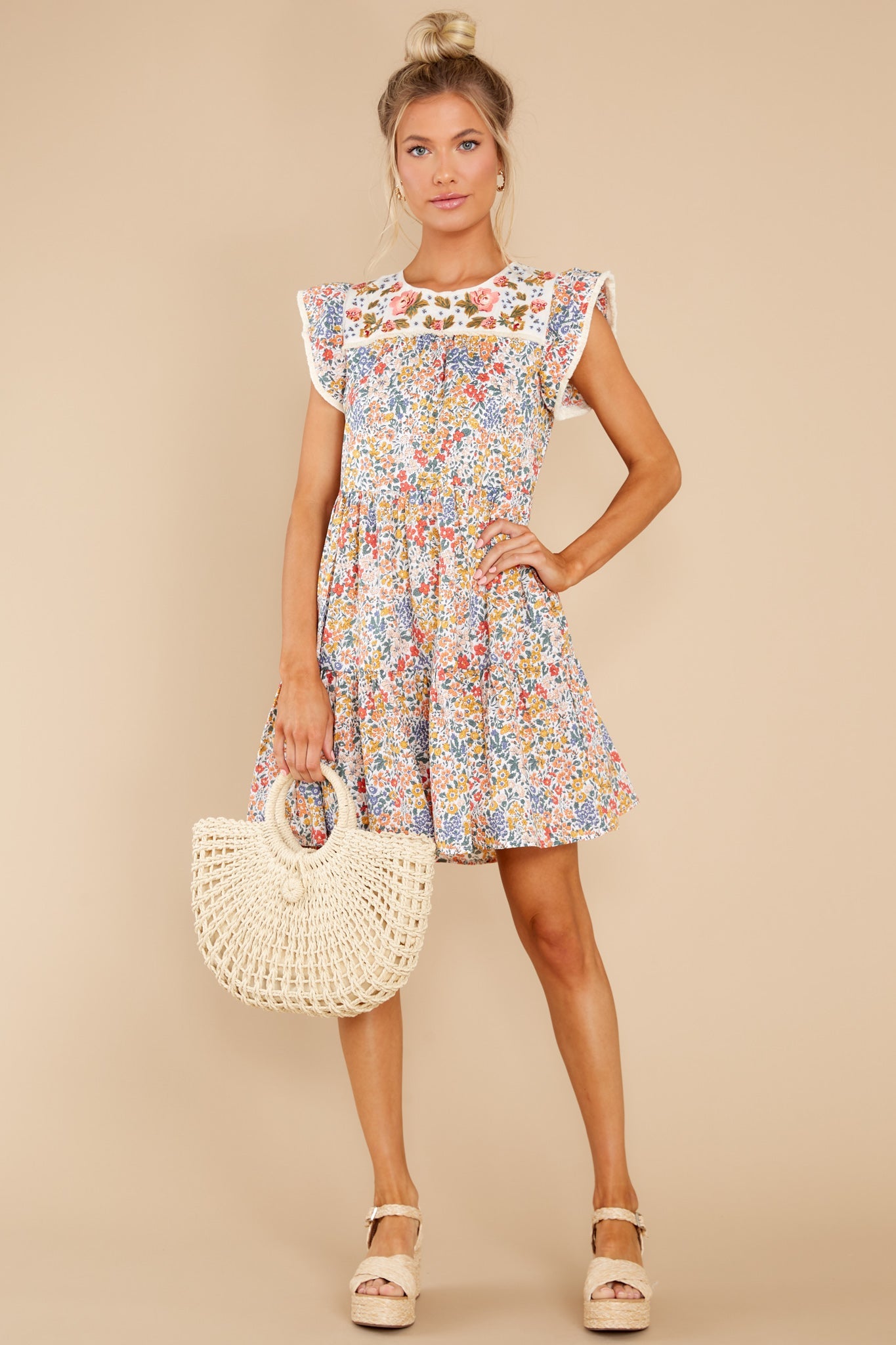 My Wildest Dream Ivory Floral Print Dress