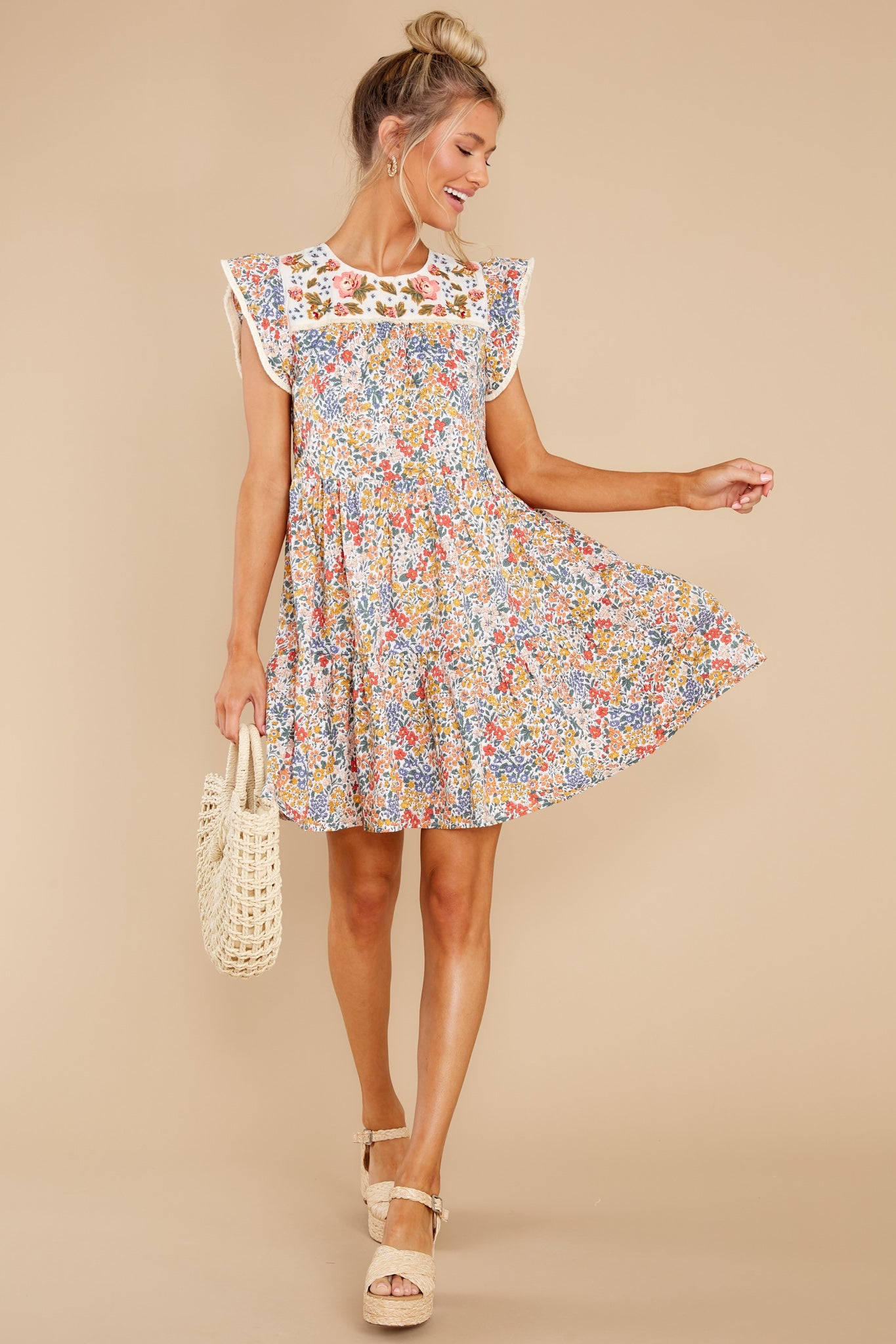 My Wildest Dream Ivory Floral Print Dress