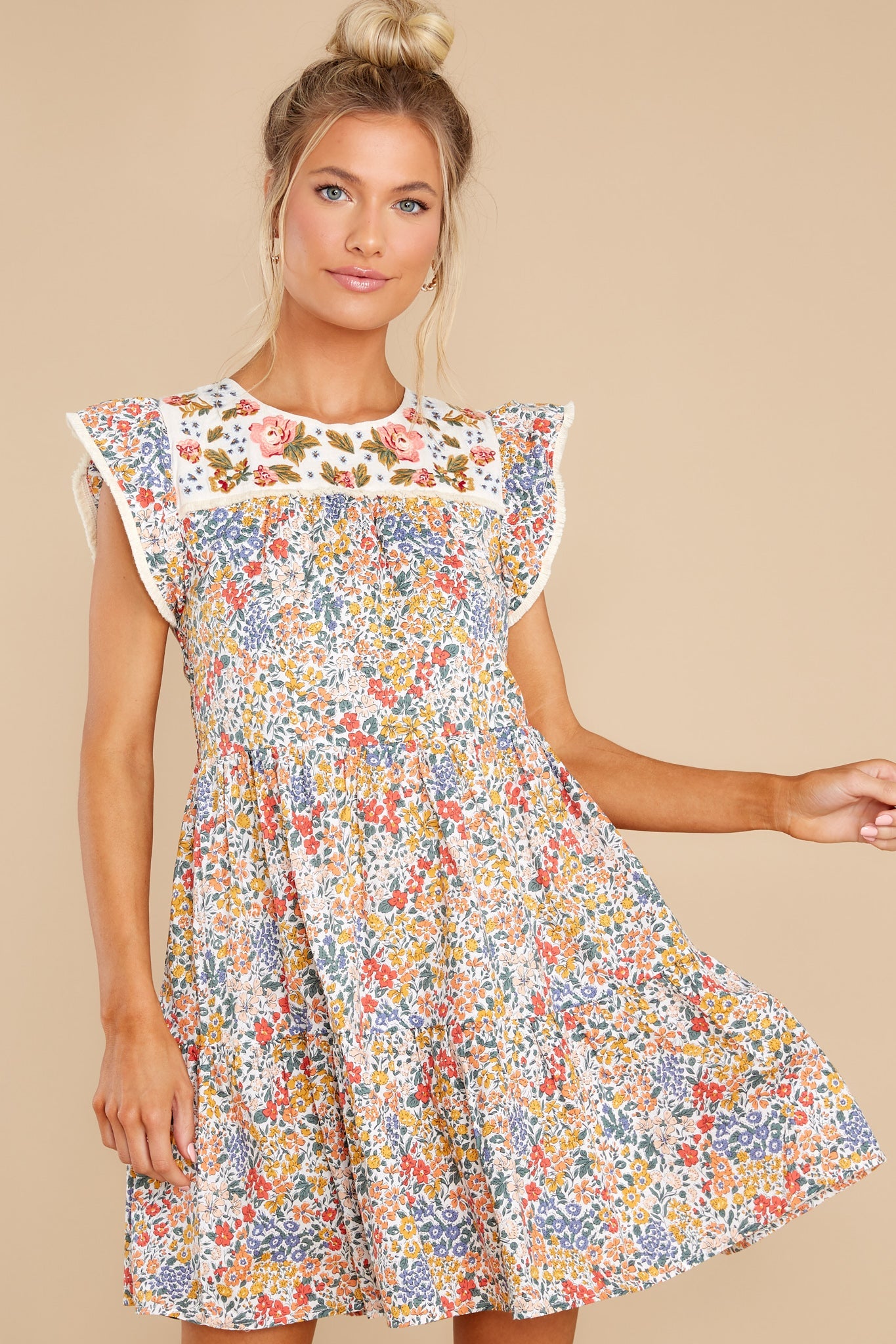 My Wildest Dream Ivory Floral Print Dress
