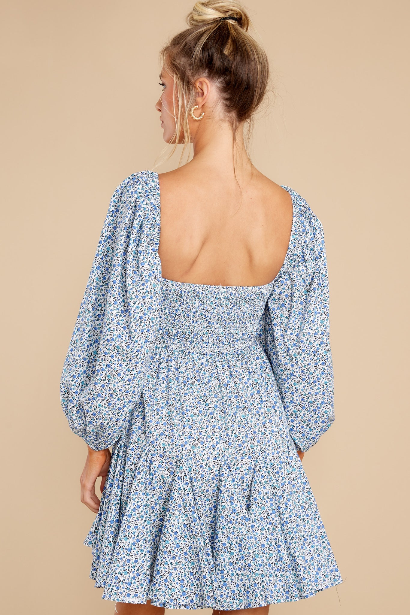 Easy On The Eyes Blue Floral Print Dress