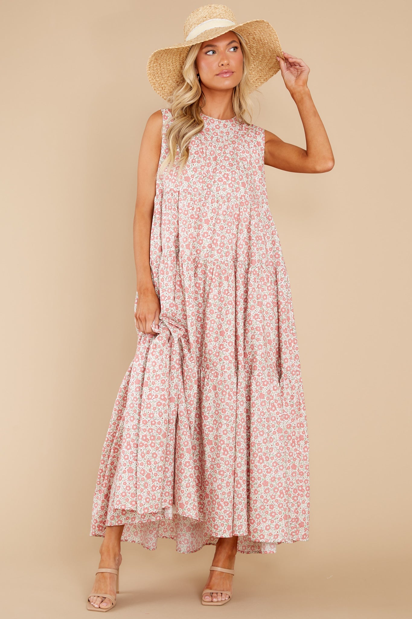 Greet The Day Pink Floral Print Maxi Dress