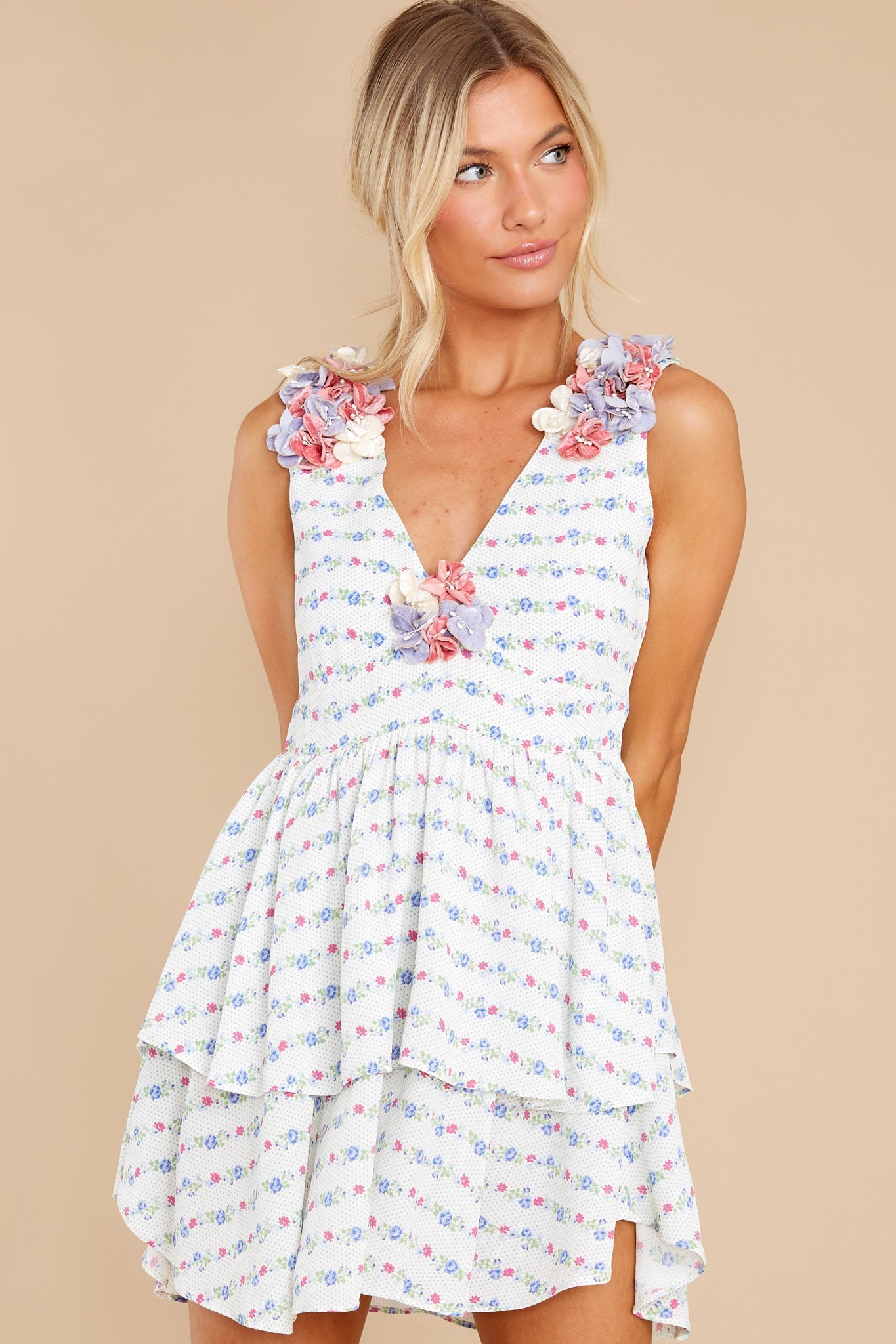 Shayna Lilac Crema Mini Dress