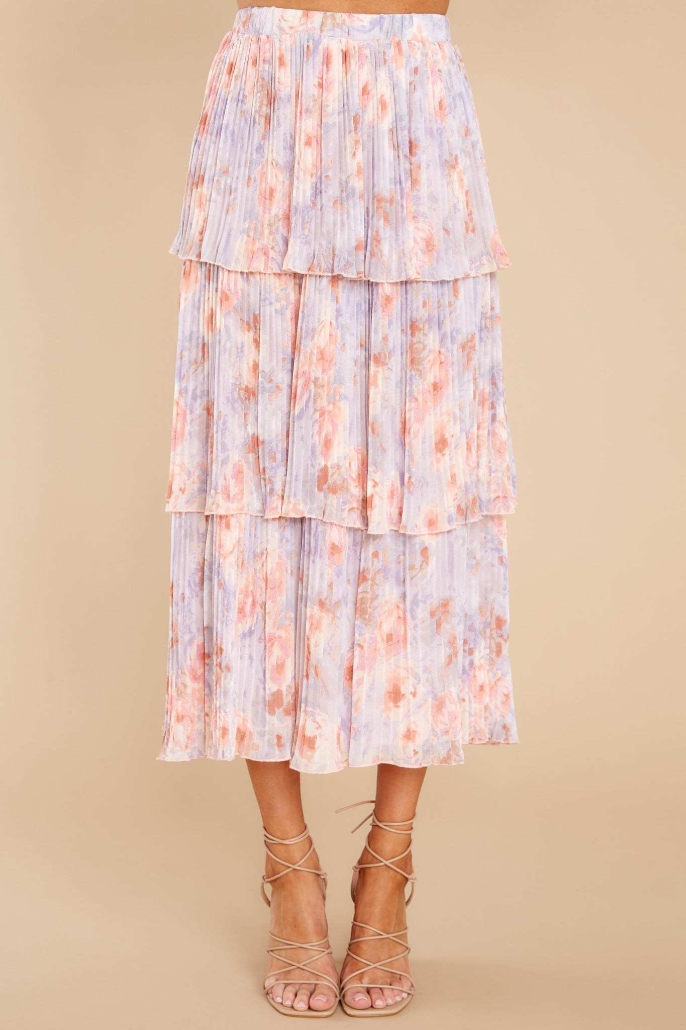 Rose Lavender Watercolor Midi Skirt