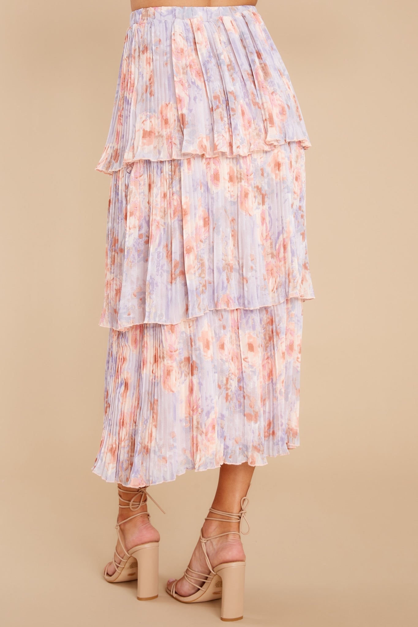 Rose Lavender Watercolor Midi Skirt