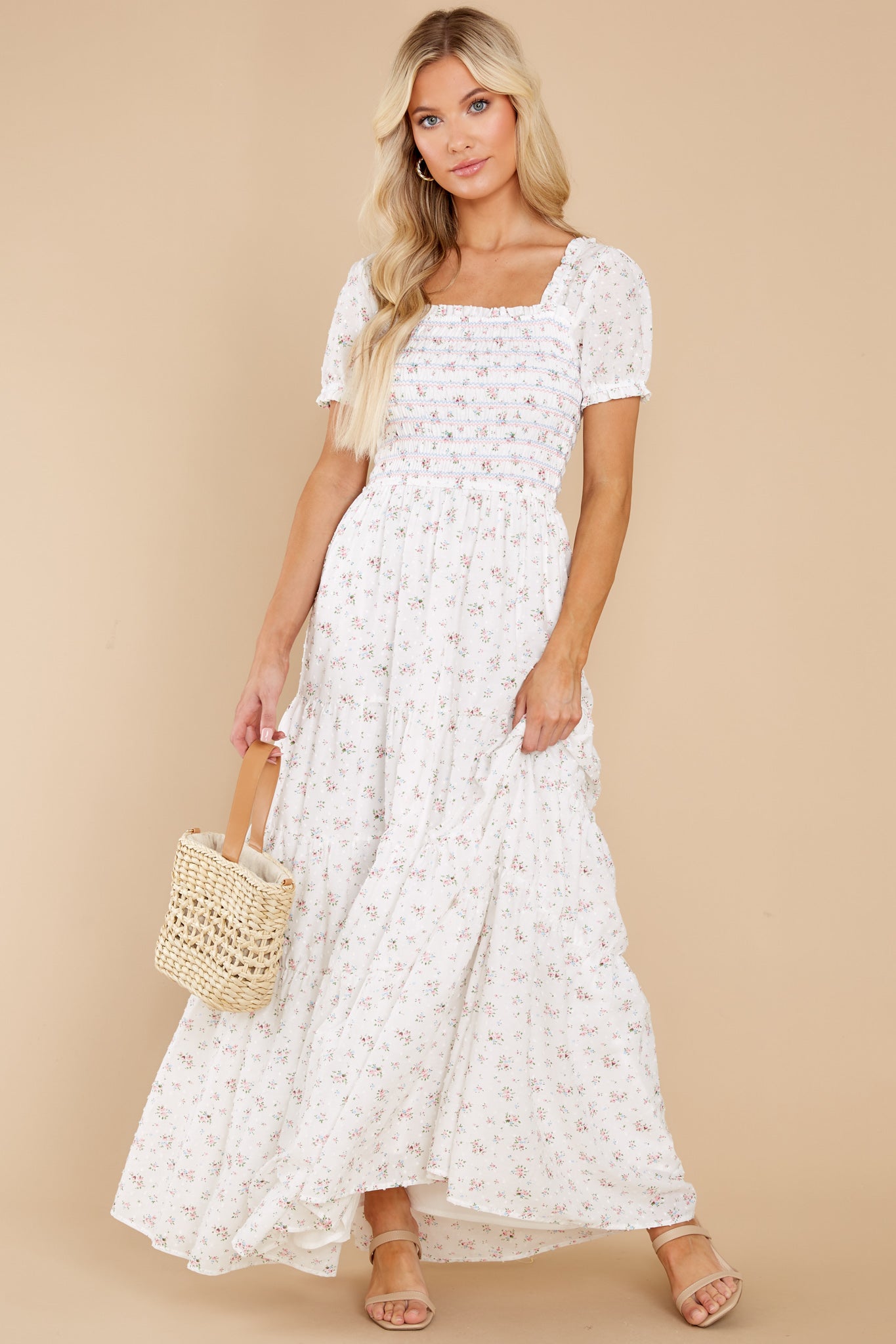 Tagalongs White Floral Print Maxi Dress