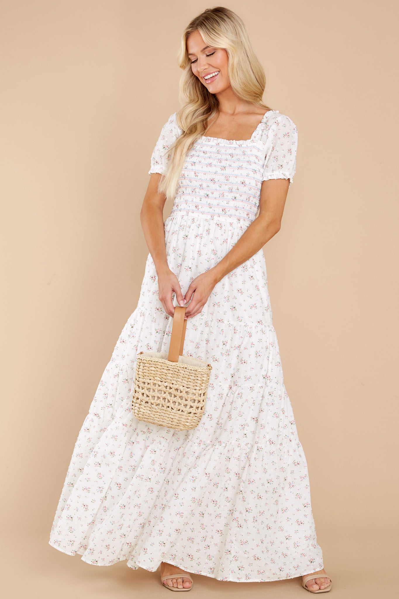 Tagalongs White Floral Print Maxi Dress