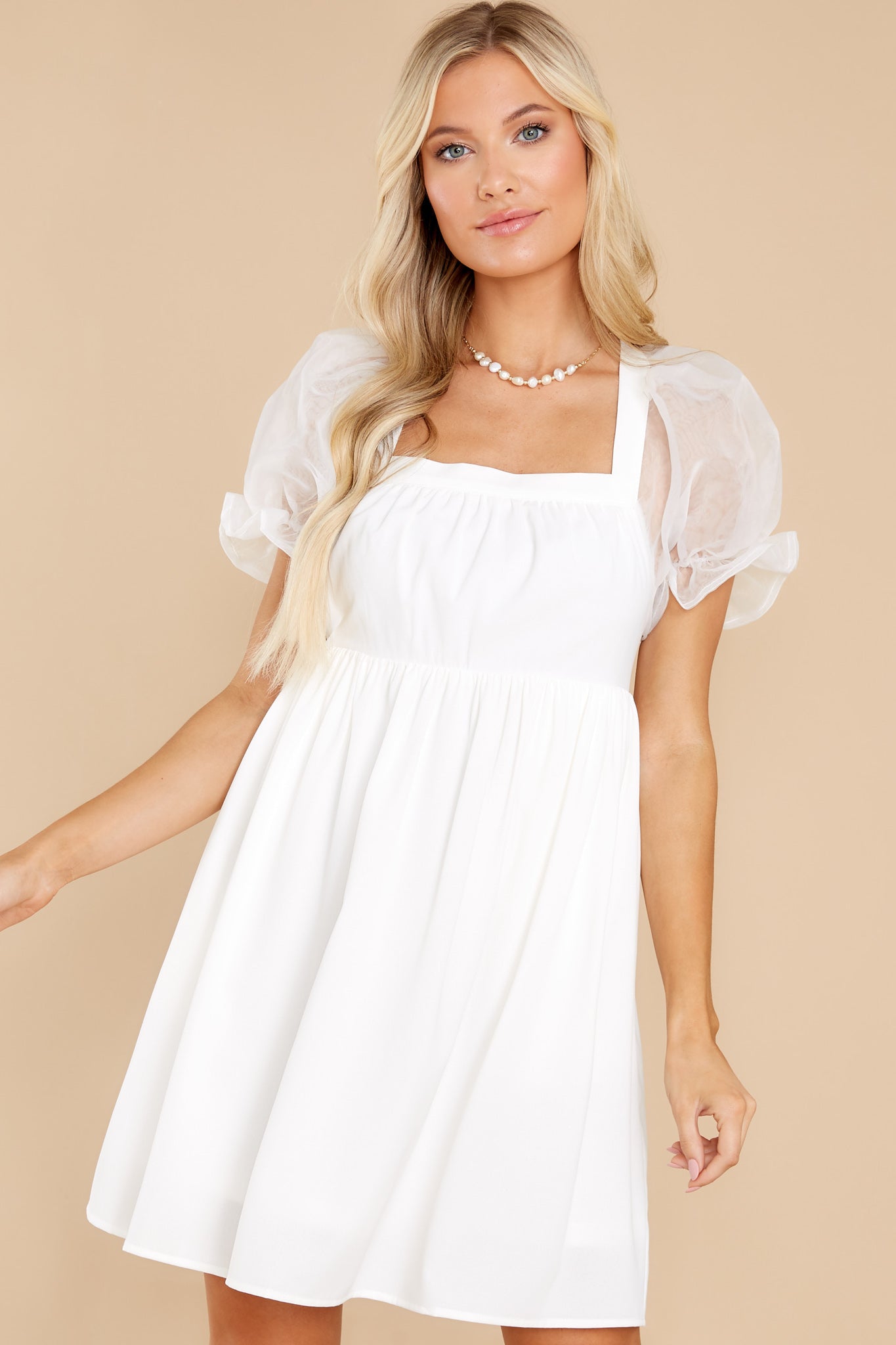 You're My Forever White Puff Sleeve Dress