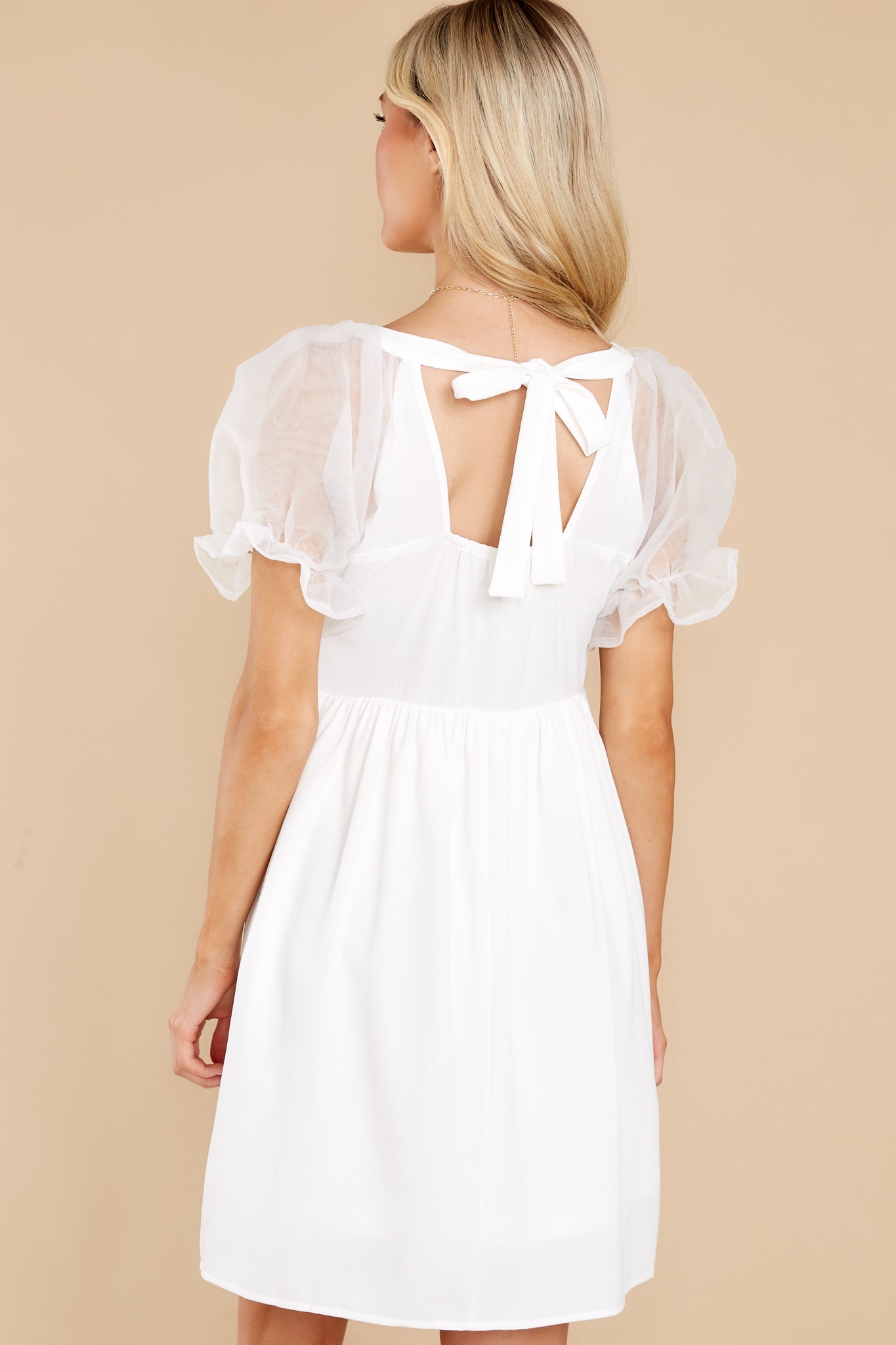 You're My Forever White Puff Sleeve Dress