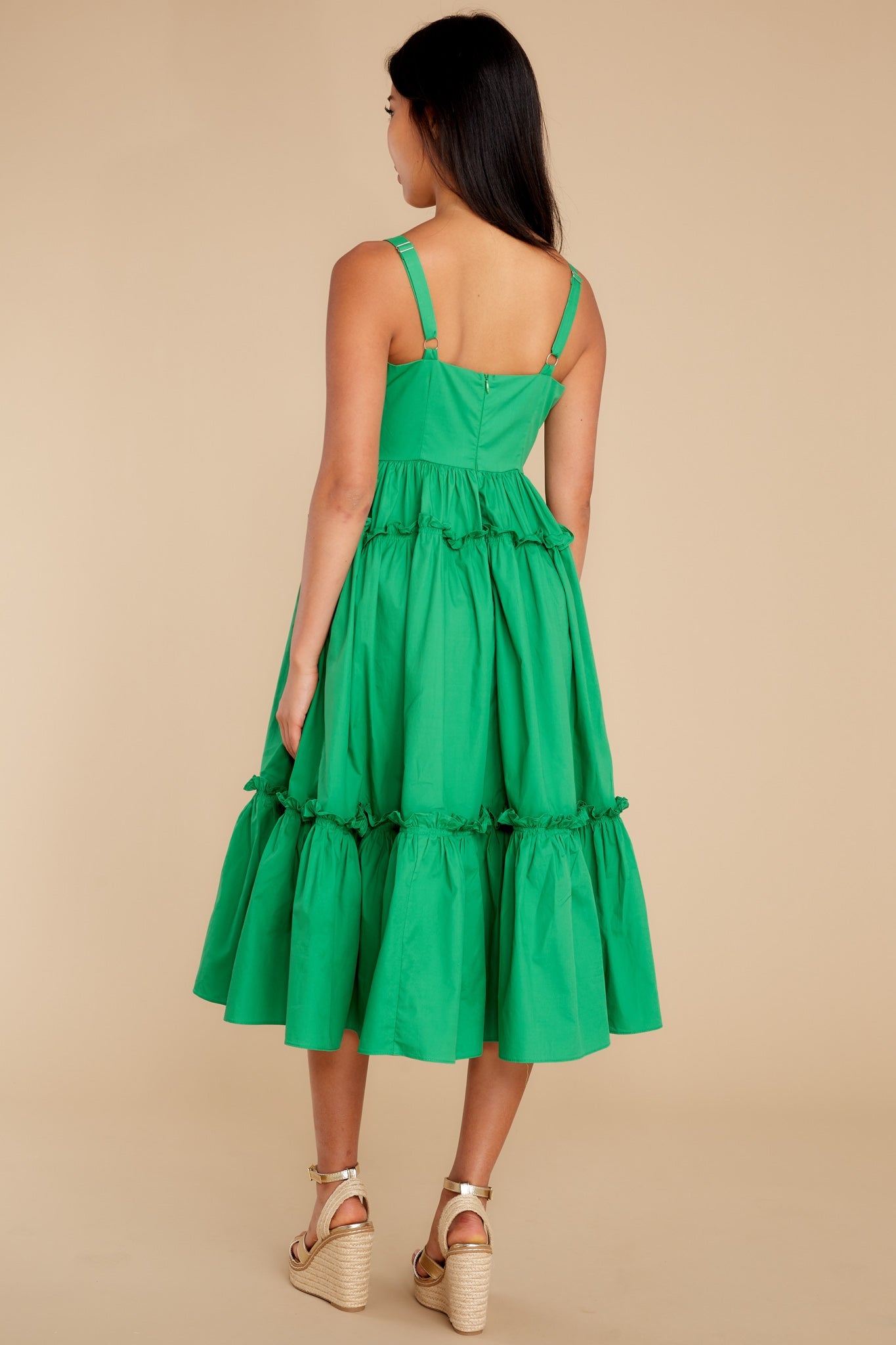 A Thousand Wishes Kelly Green Cotton Midi Dress