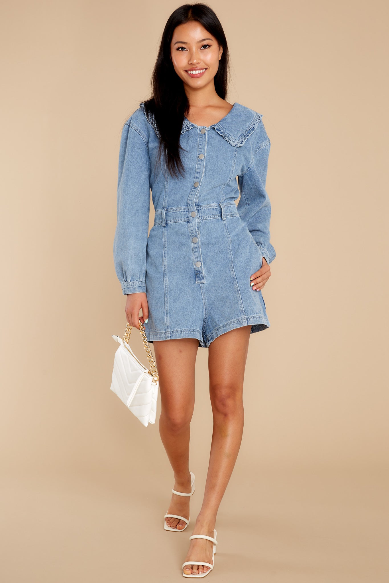 Instant Vacation Medium Wash Denim Romper