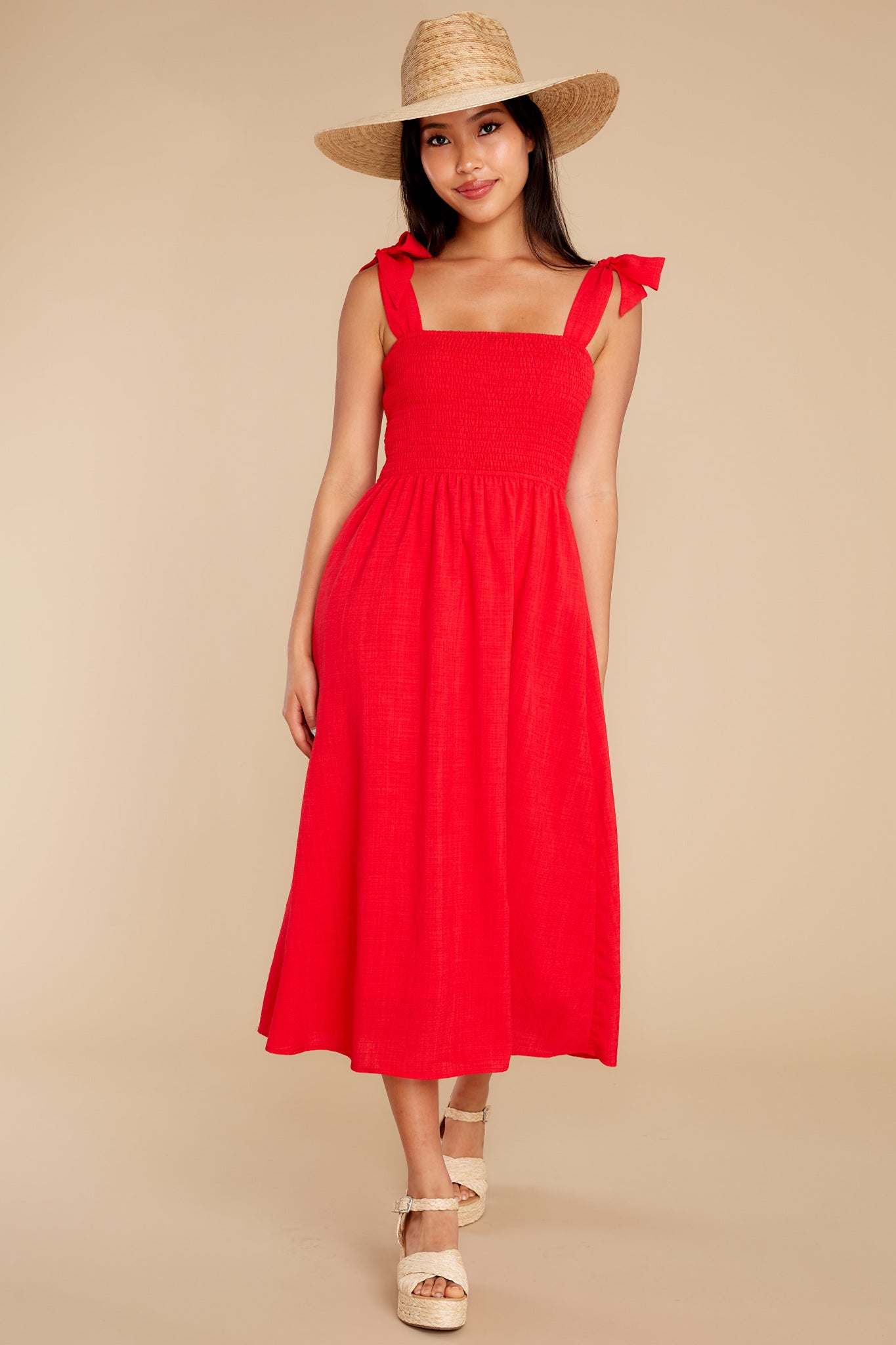 Falling For You Again Red Midi Dress
