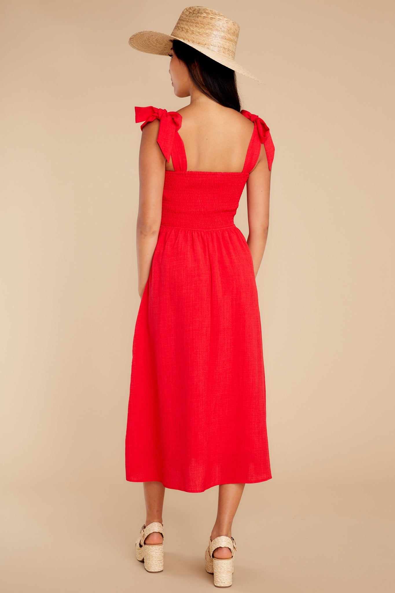Falling For You Again Red Midi Dress
