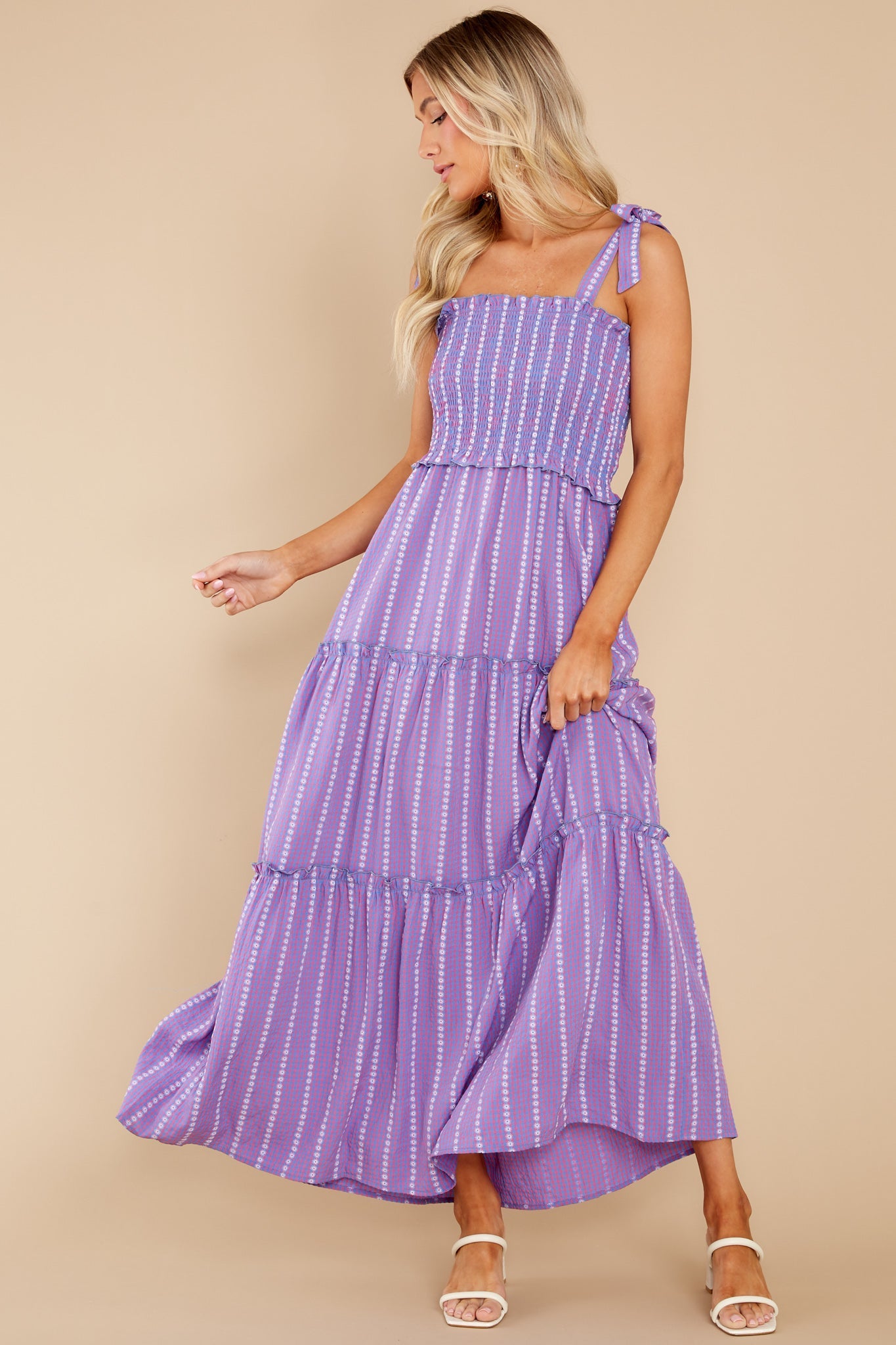 Crazy About You Pink And Blue Multi Print Maxi Dress