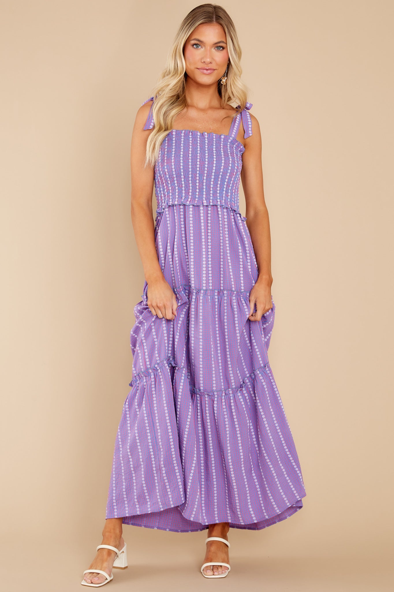Crazy About You Pink And Blue Multi Print Maxi Dress