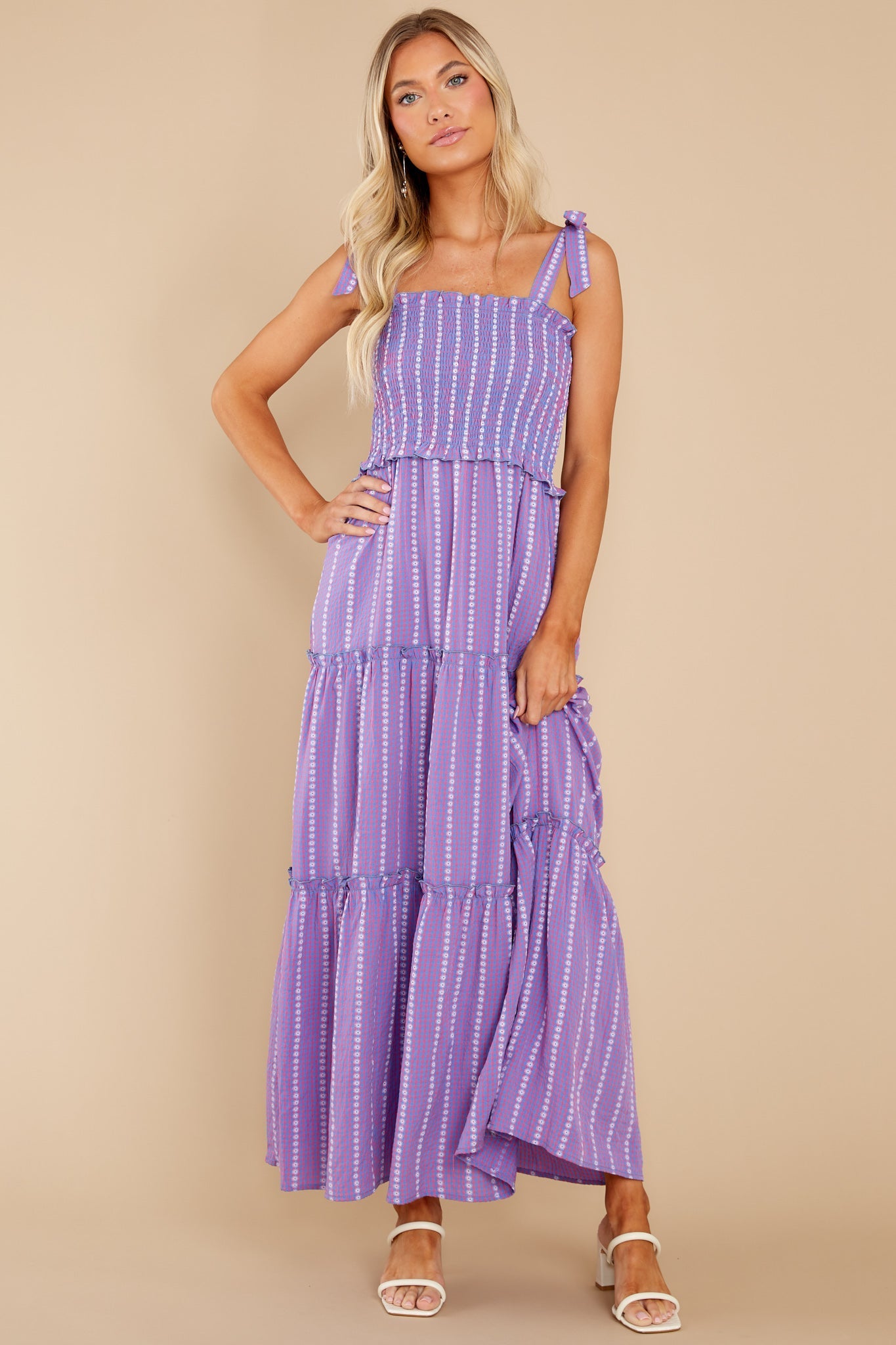Crazy About You Pink And Blue Multi Print Maxi Dress
