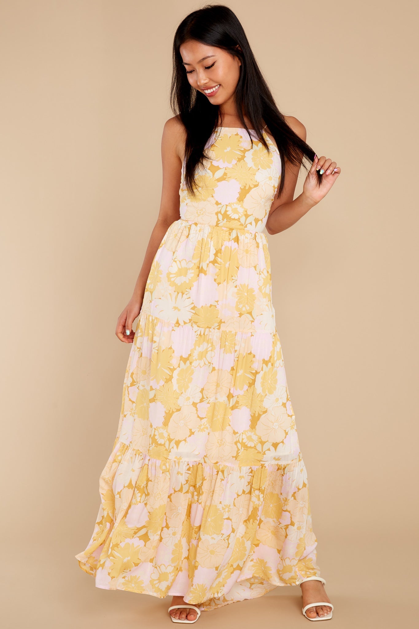 Brianna Yellow Multi Midi Dress