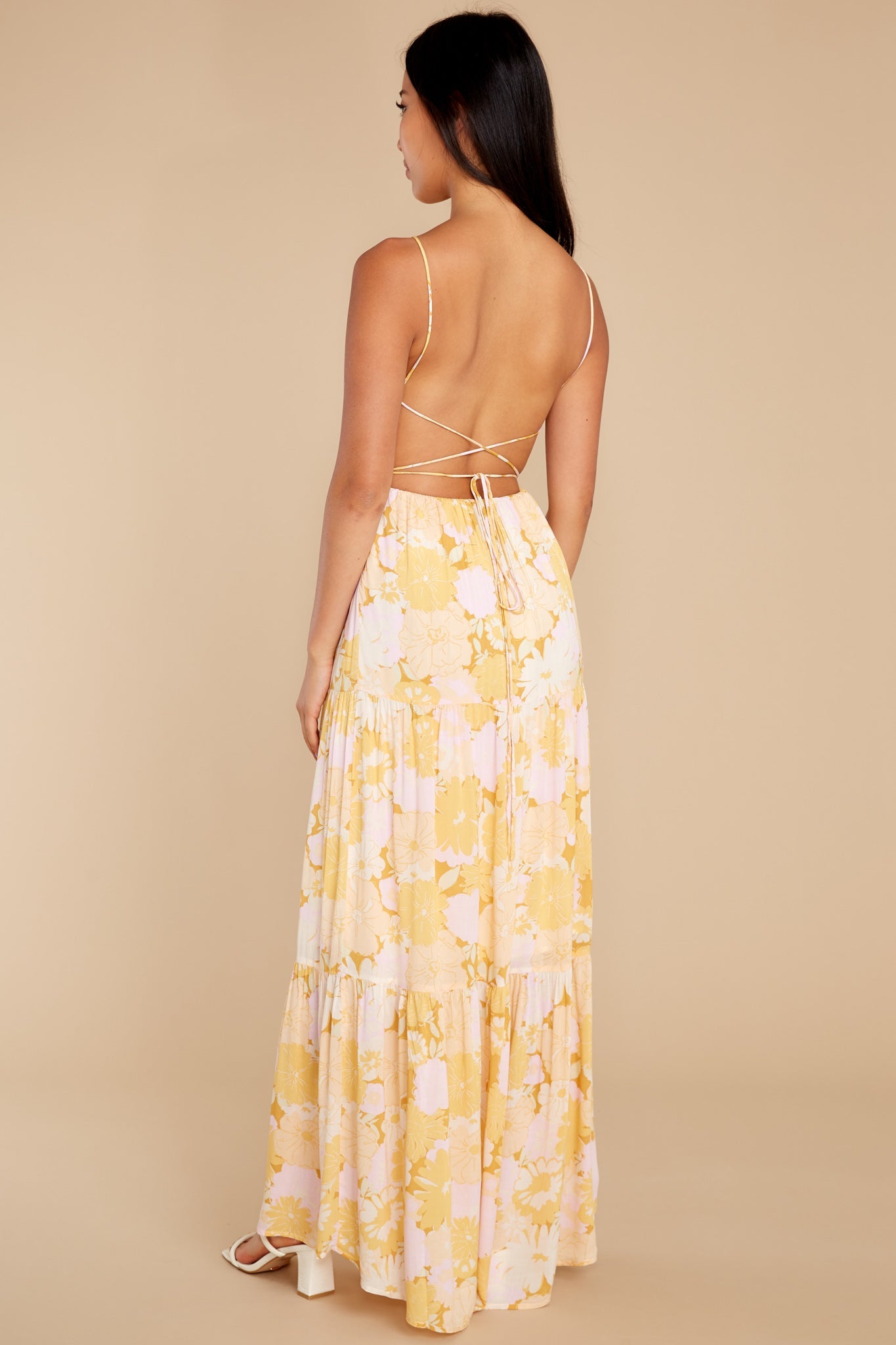 Brianna Yellow Multi Midi Dress