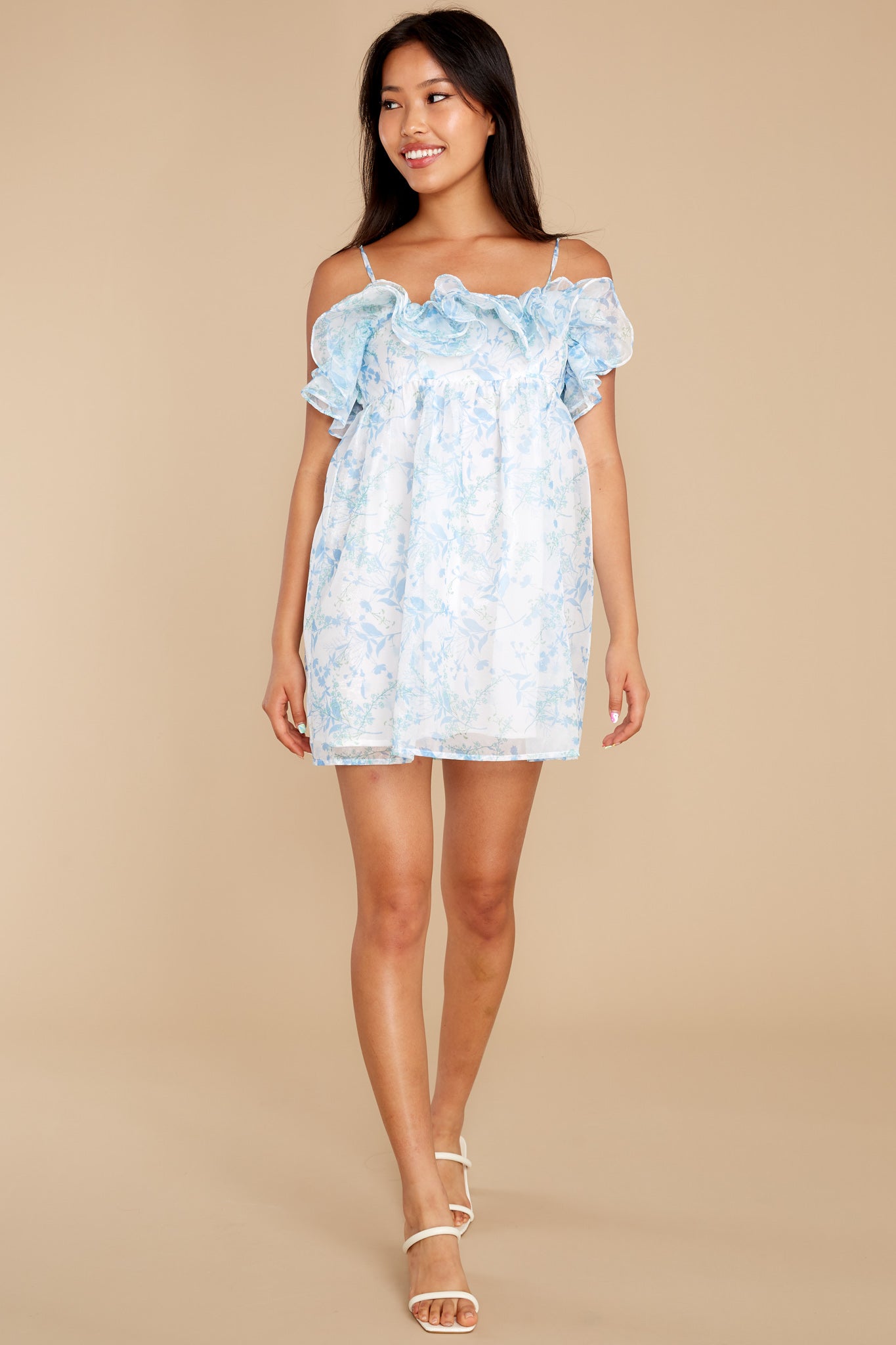 Always Celebrating Blue Floral Print Dress