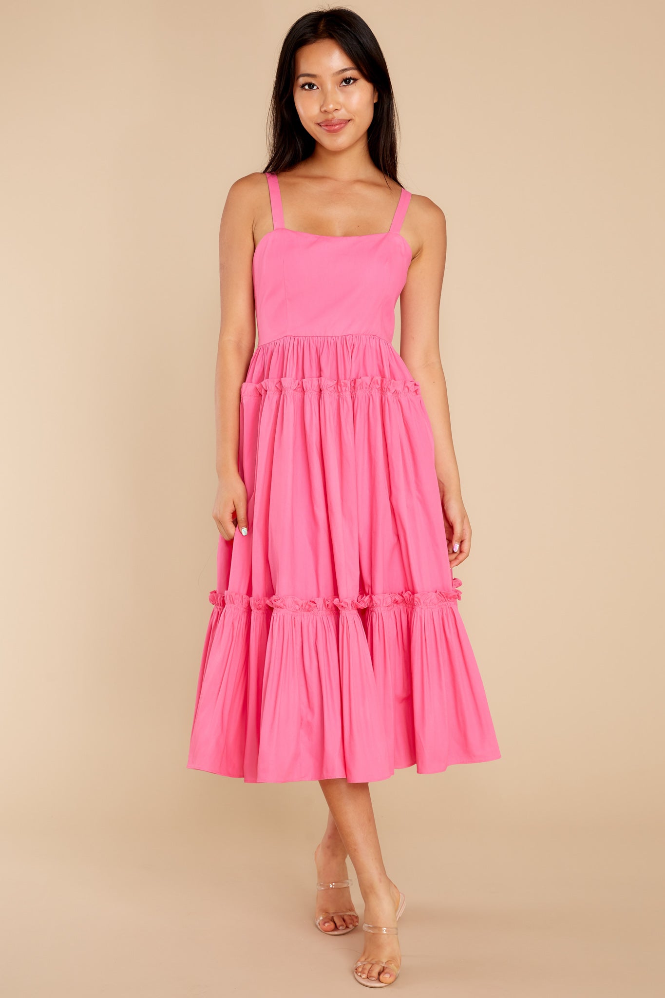 A Thousand Wishes Hot Pink Midi Dress