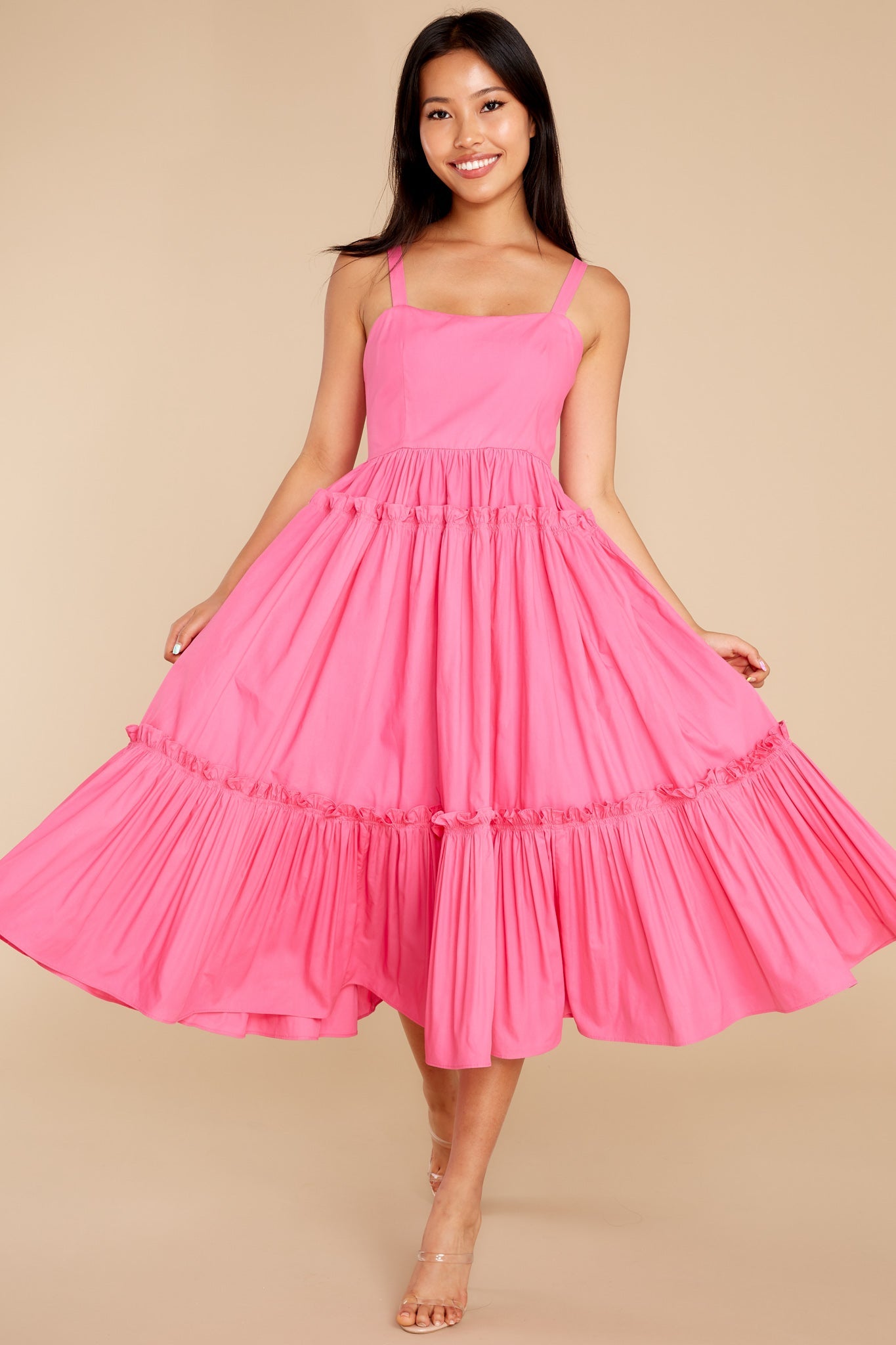 A Thousand Wishes Hot Pink Midi Dress