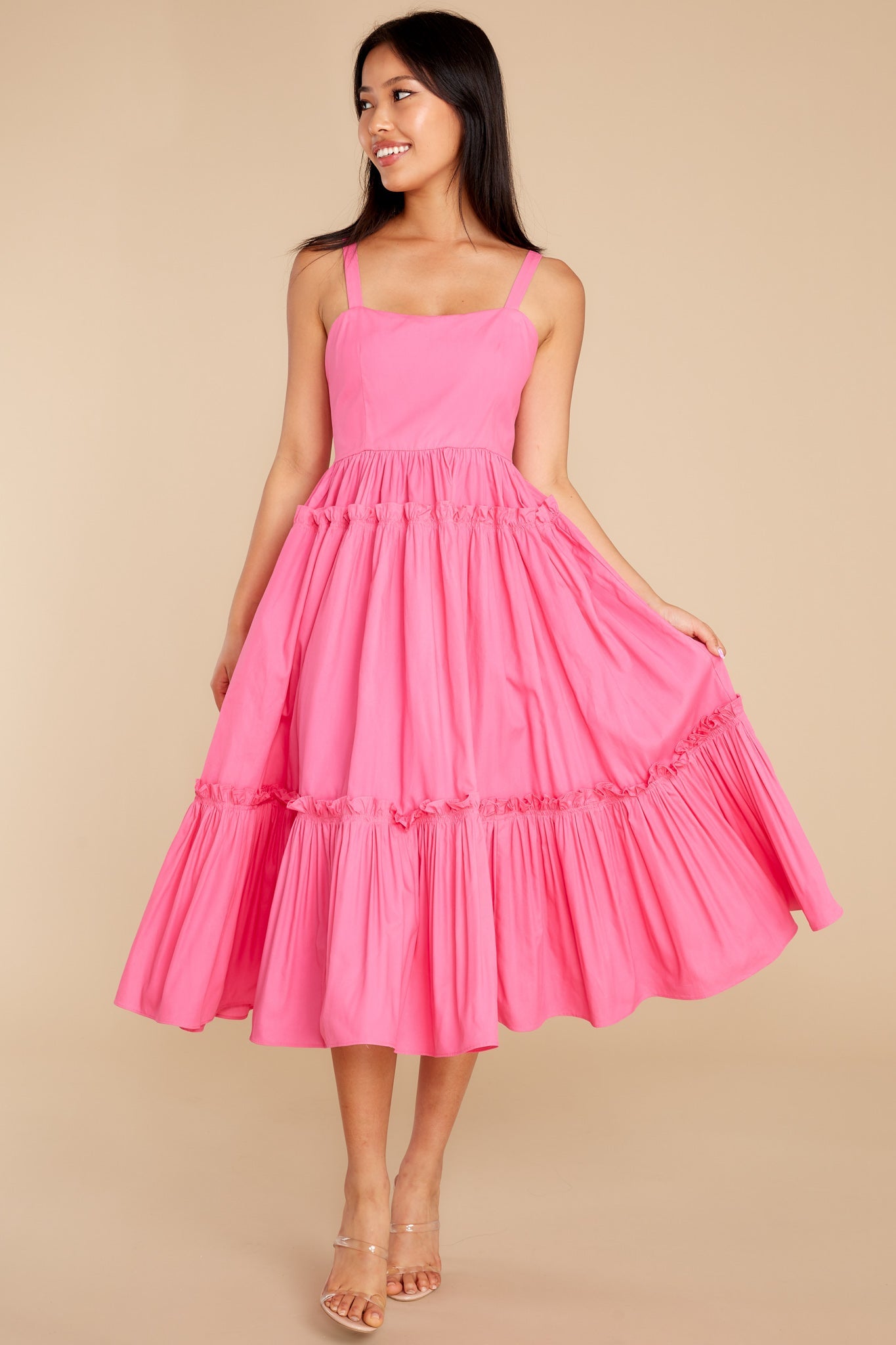 A Thousand Wishes Hot Pink Midi Dress