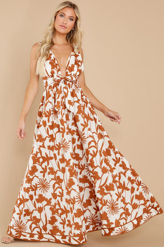 Subtly Sweet Cream Multi Print Maxi Dress